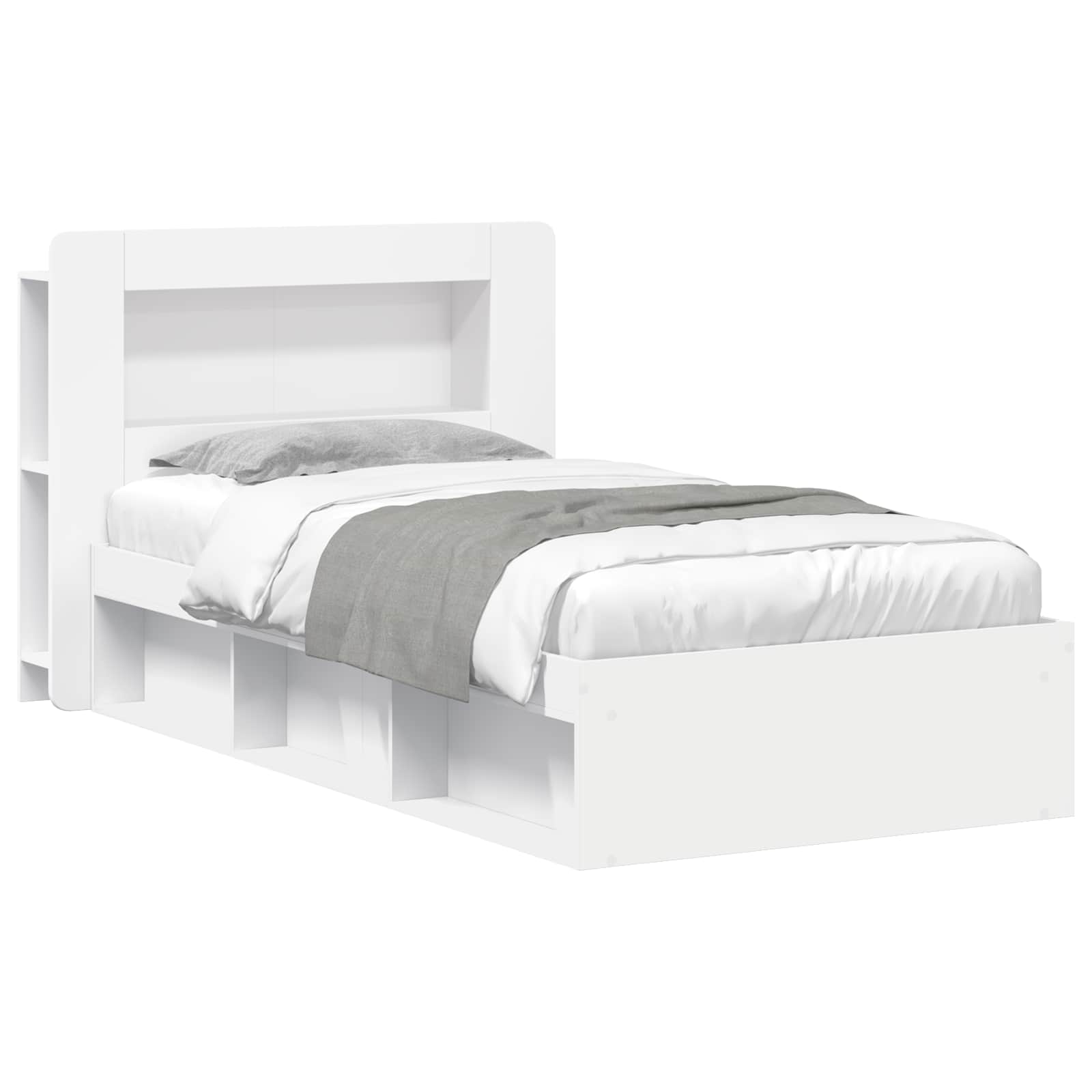 Okvir kreveta s pohranom Bijela 90 x 200 cm Konstruirano drvo