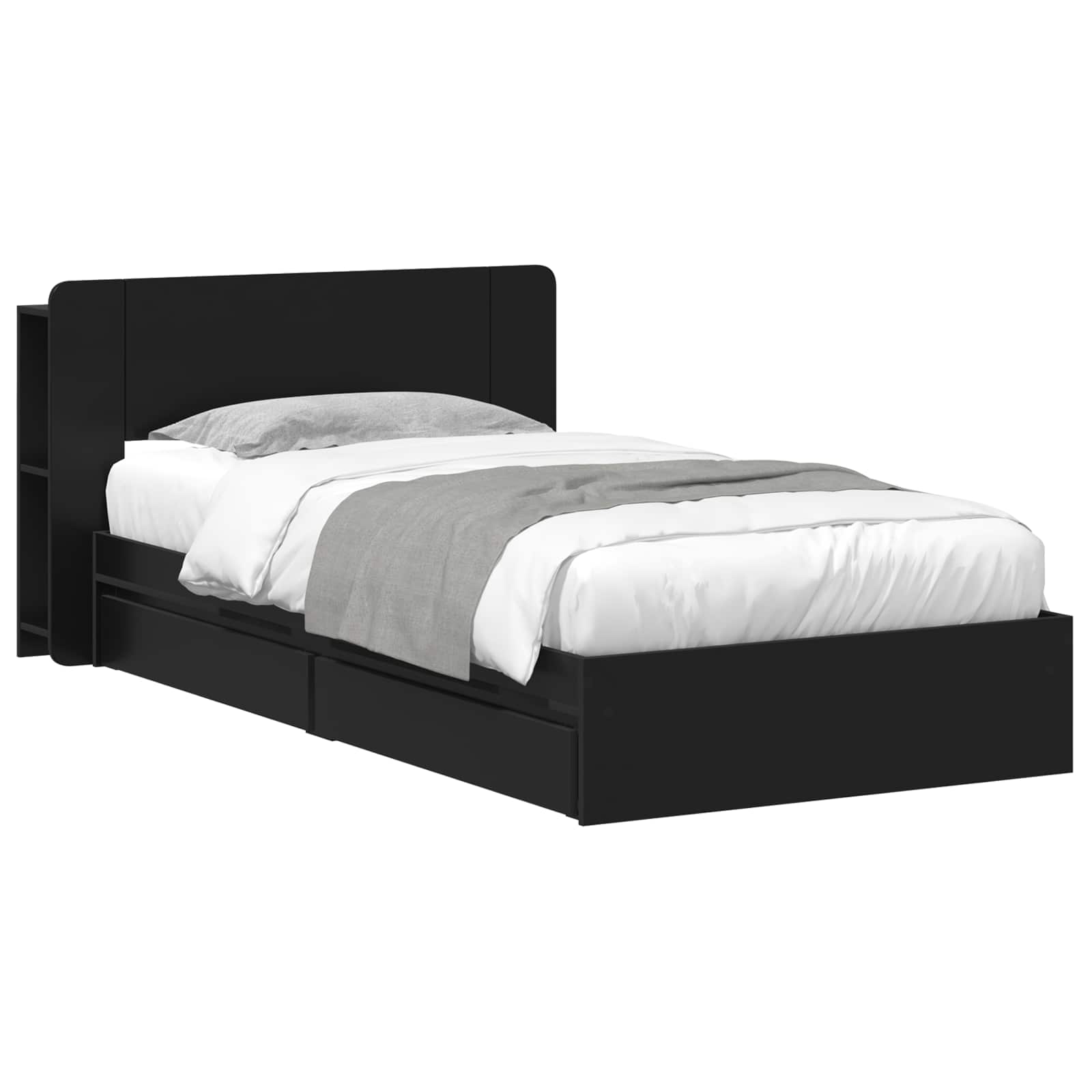 Okvir kreveta s pohranom Crna 75 x 190 cm Konstruirano drvo
