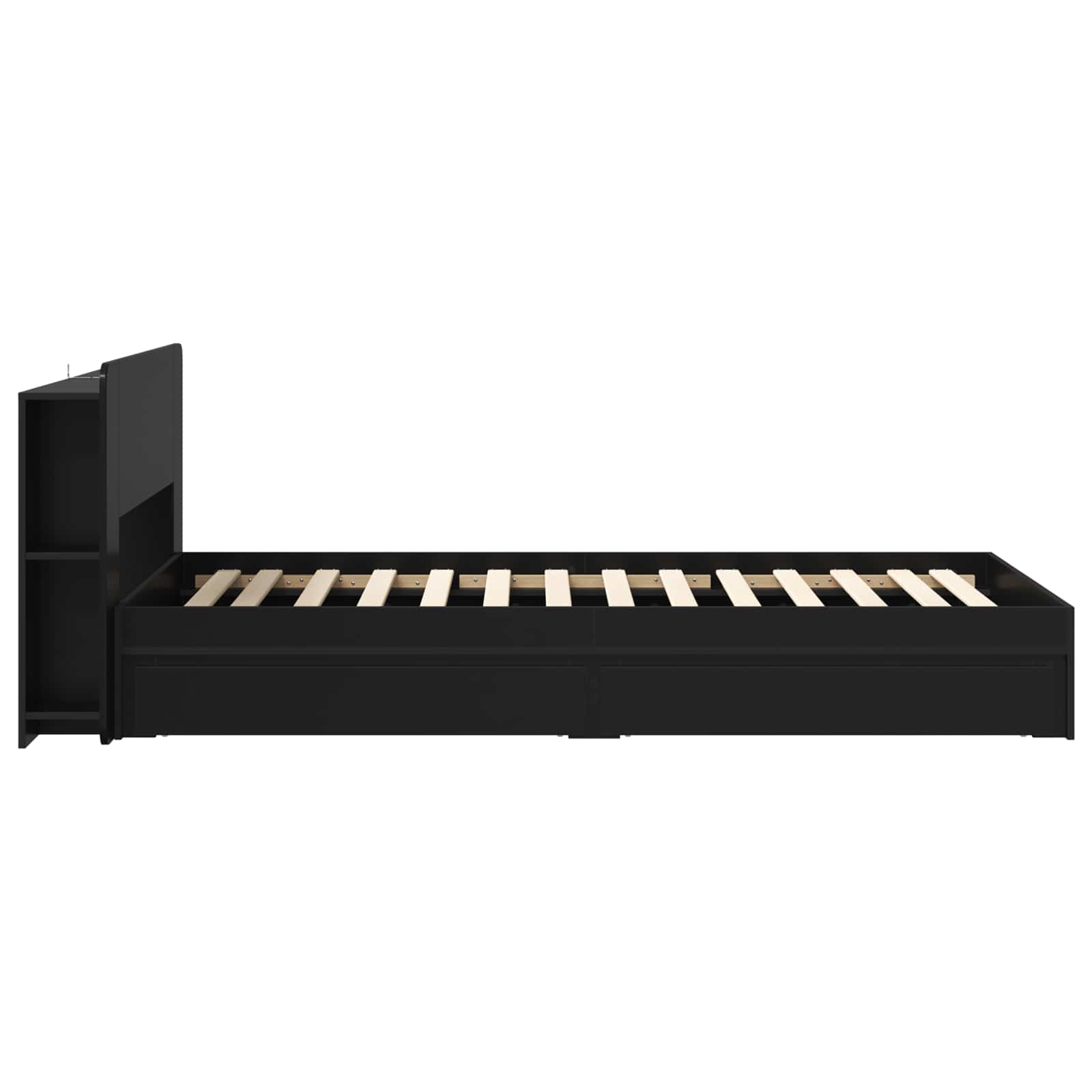 Okvir kreveta s pohranom Crna 75 x 190 cm Konstruirano drvo