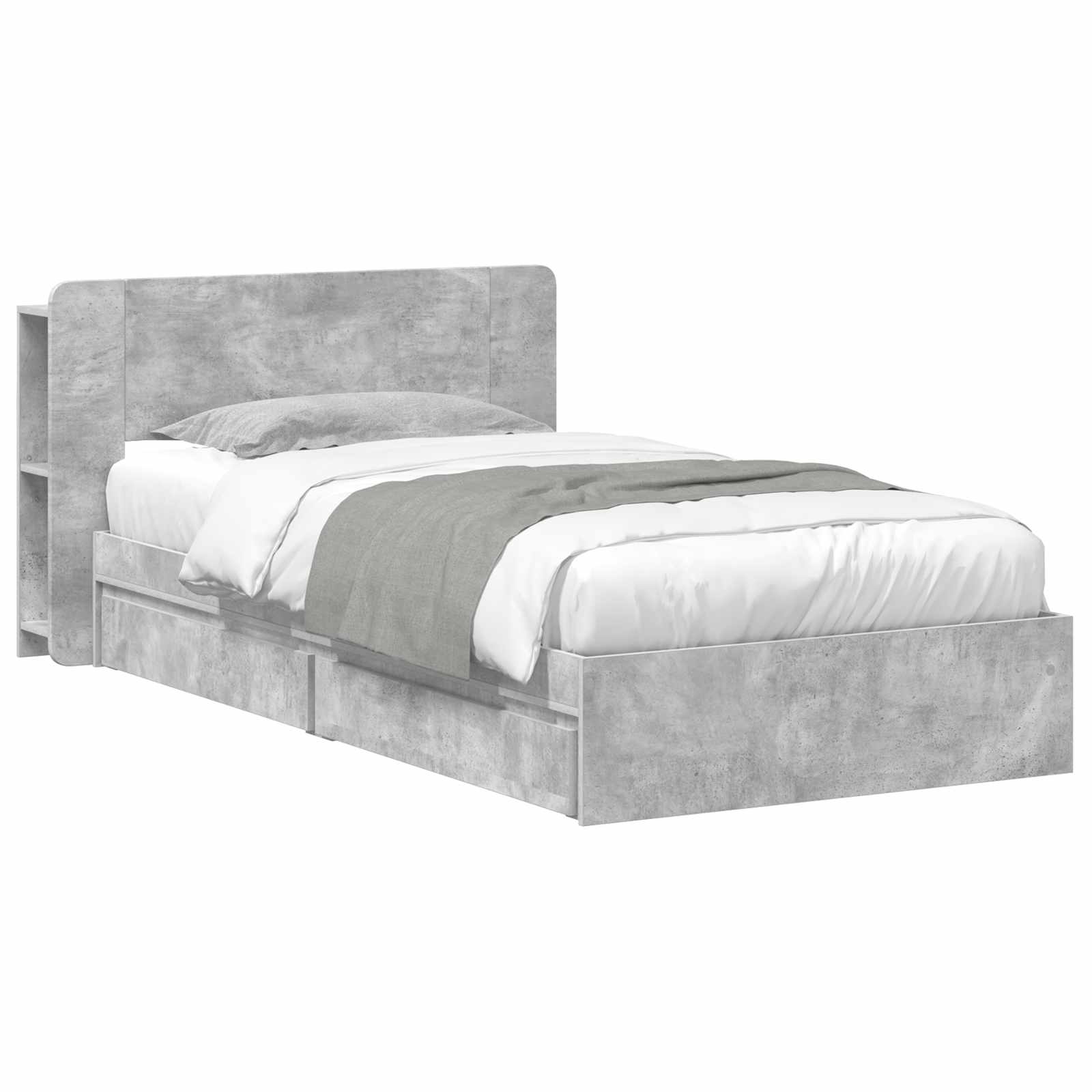 Okvir kreveta s pohranom s ladicama Betonska siva 75 x 190 cm