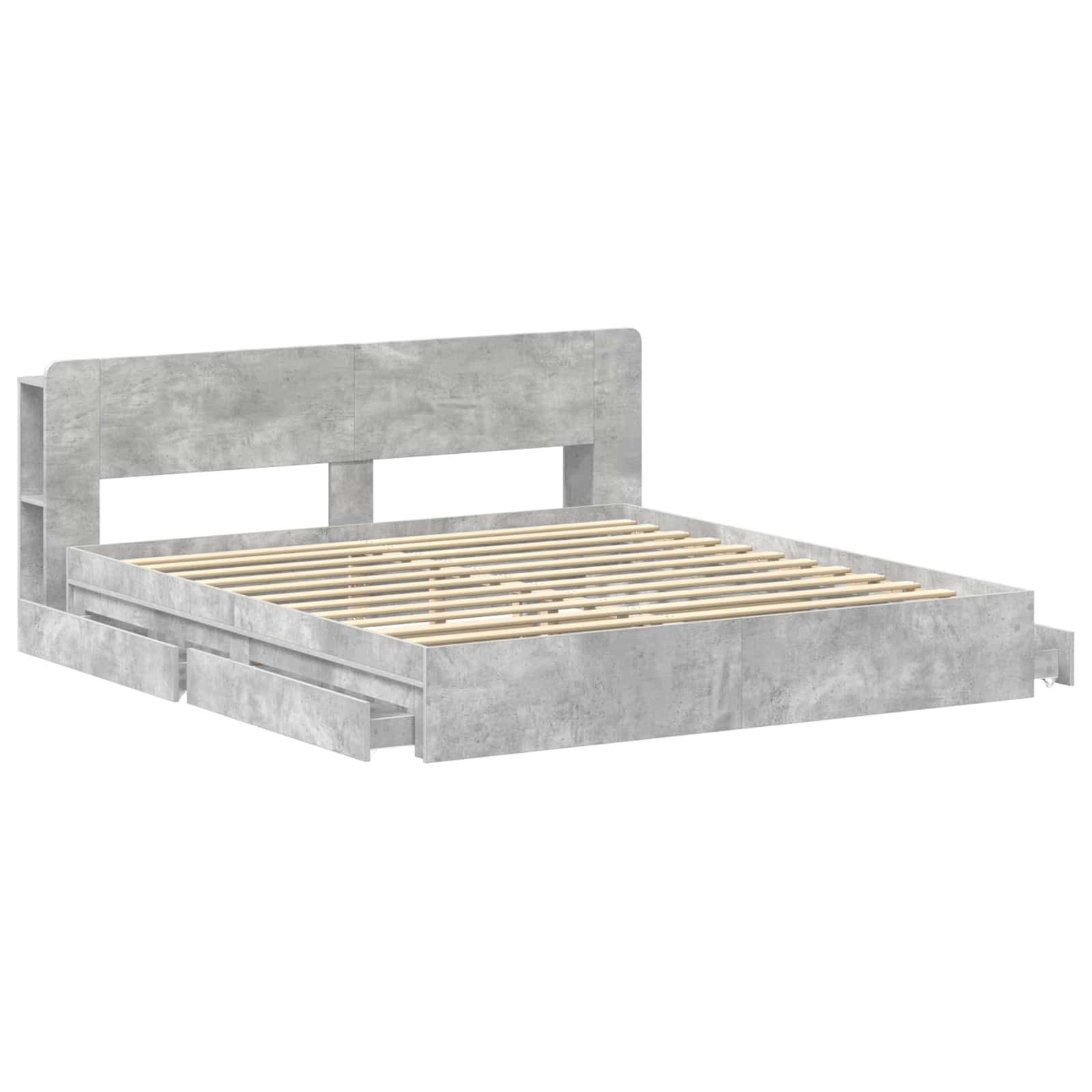 Okvir kreveta s pohranom s ladicama Betonska siva 200 x 200 cm