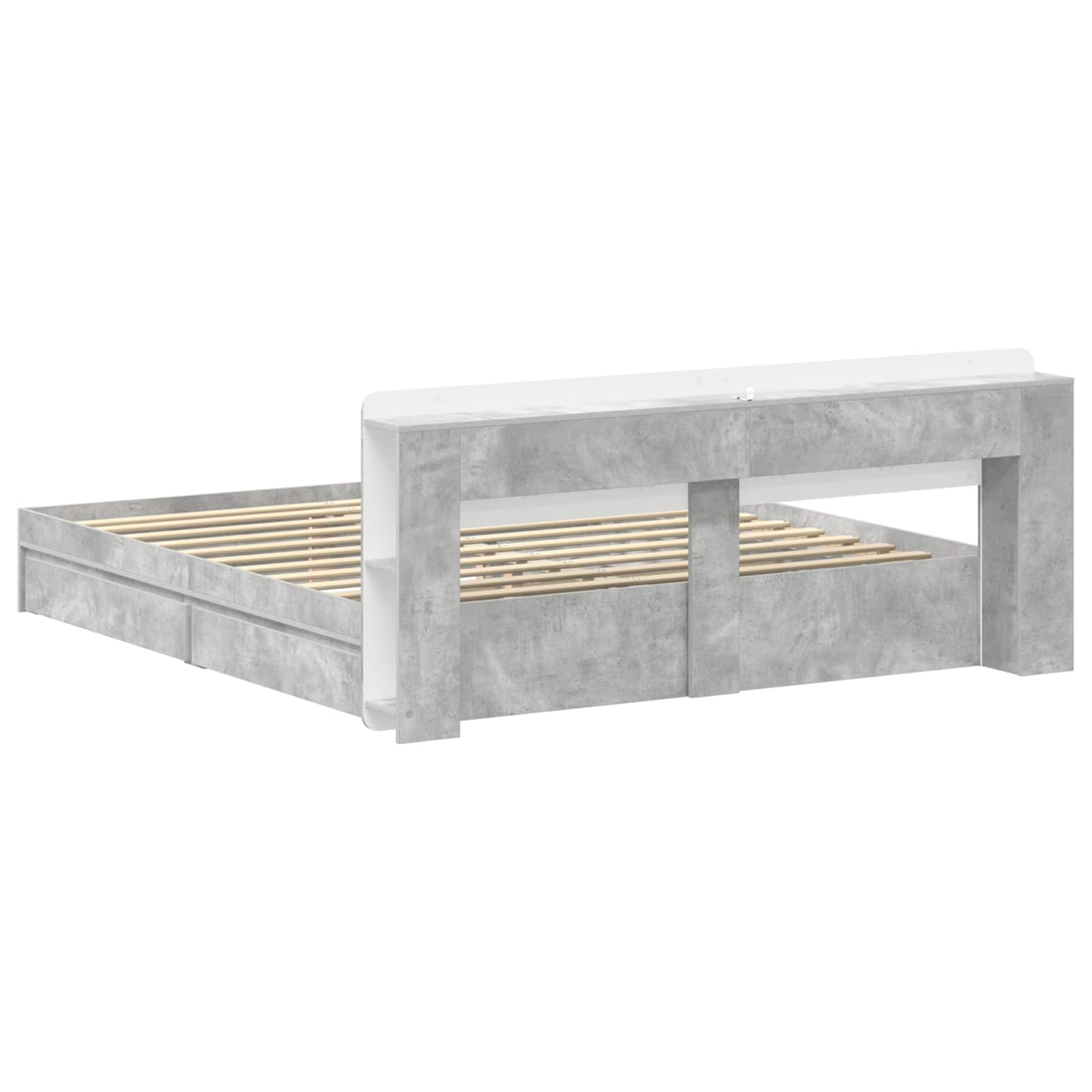 Okvir kreveta s pohranom s ladicama Betonska siva 200 x 200 cm