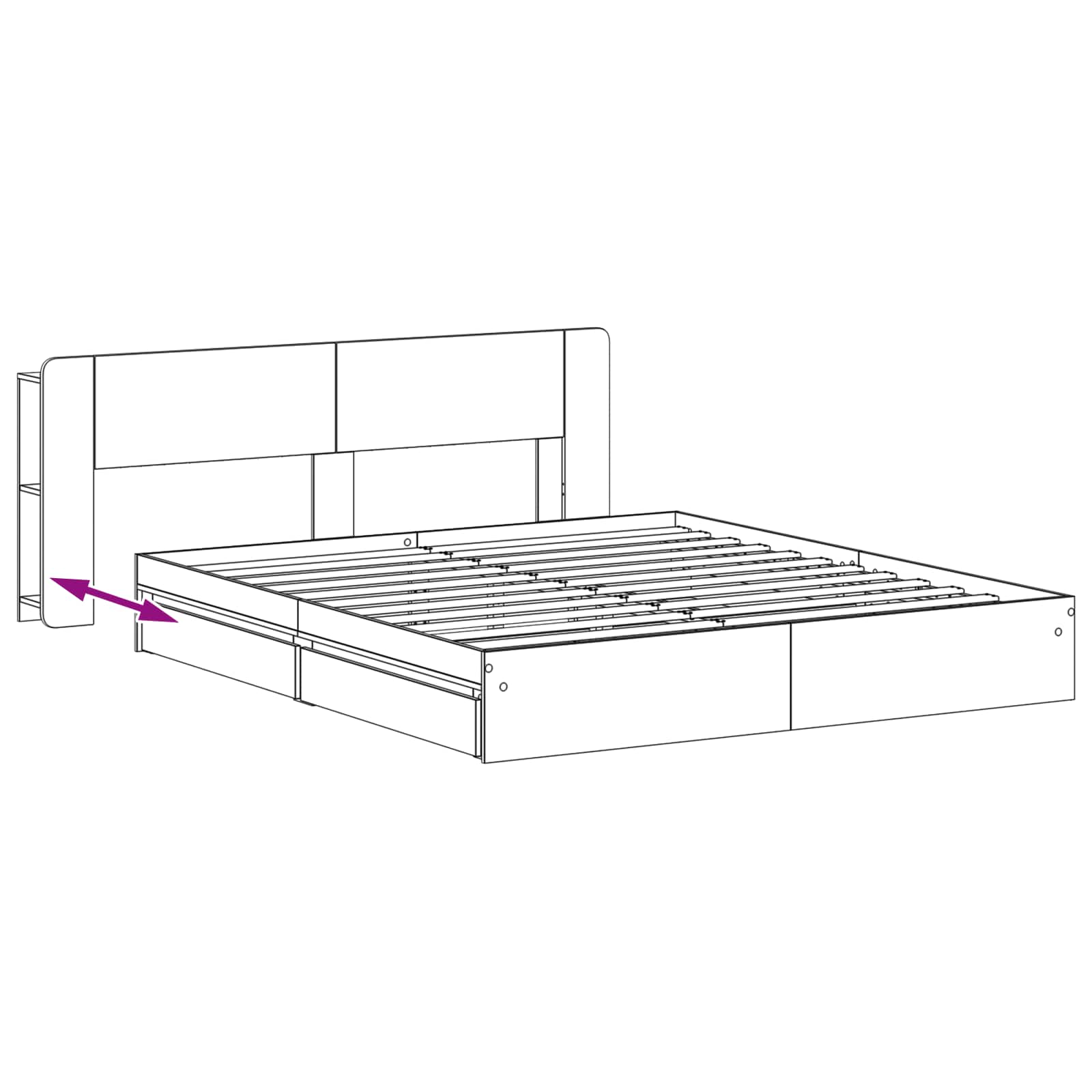 Okvir kreveta s pohranom s ladicama Betonska siva 200 x 200 cm