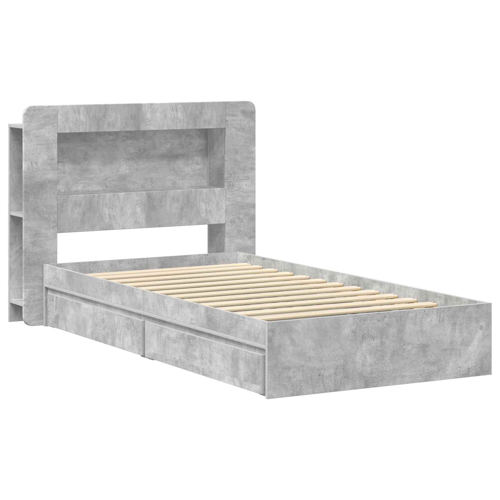 Okvir kreveta s pohranom s ladicama Betonska siva 75 x 190 cm