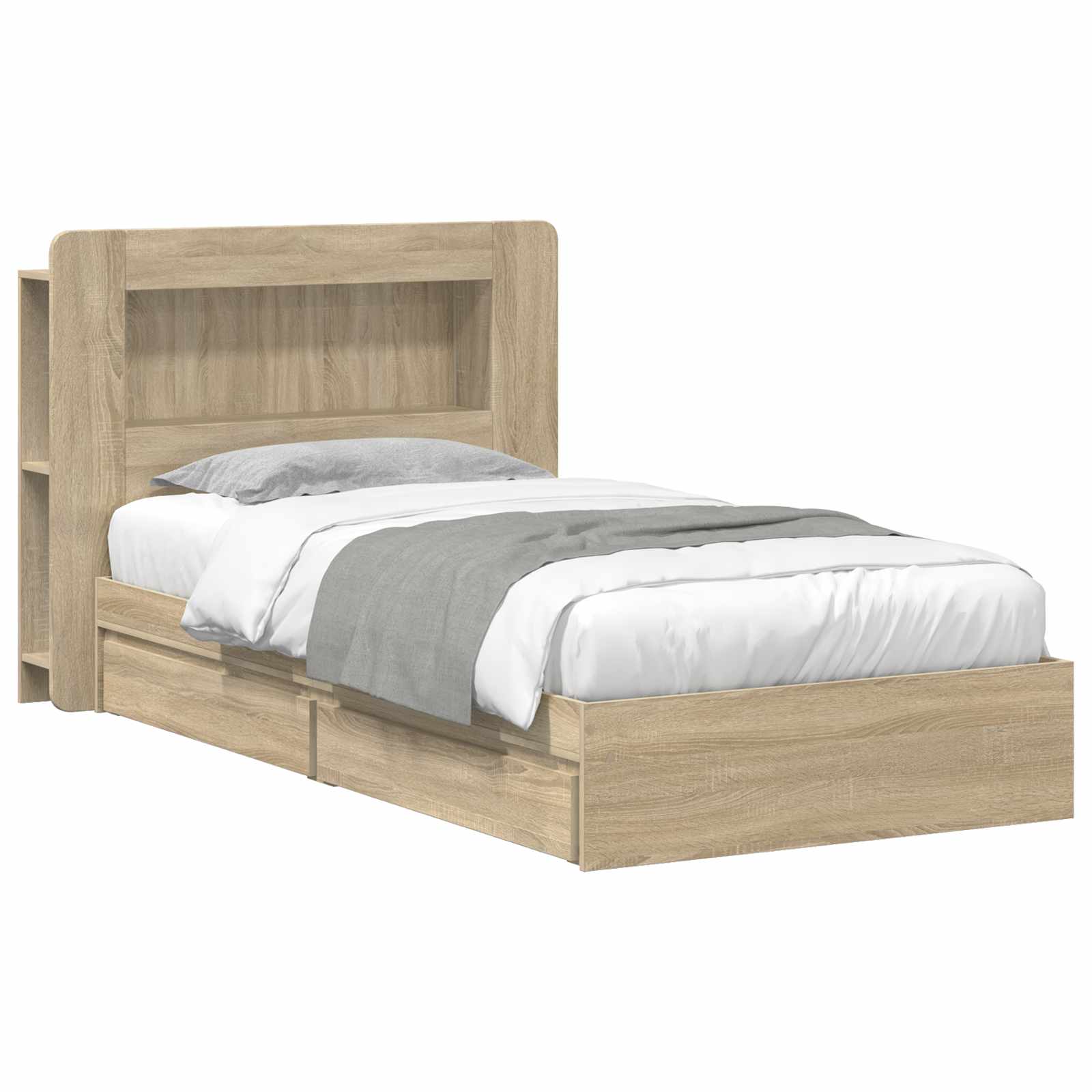 Okvir kreveta s pohranom s ladicama Hrast sonoma 75 x 190 cm
