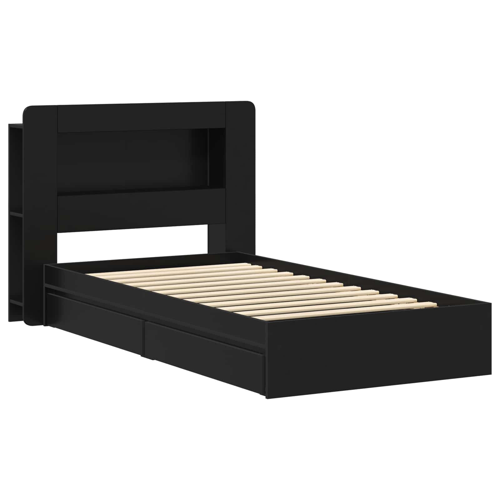 Okvir kreveta s pohranom Crna 90 x 190 cm Konstruirano drvo