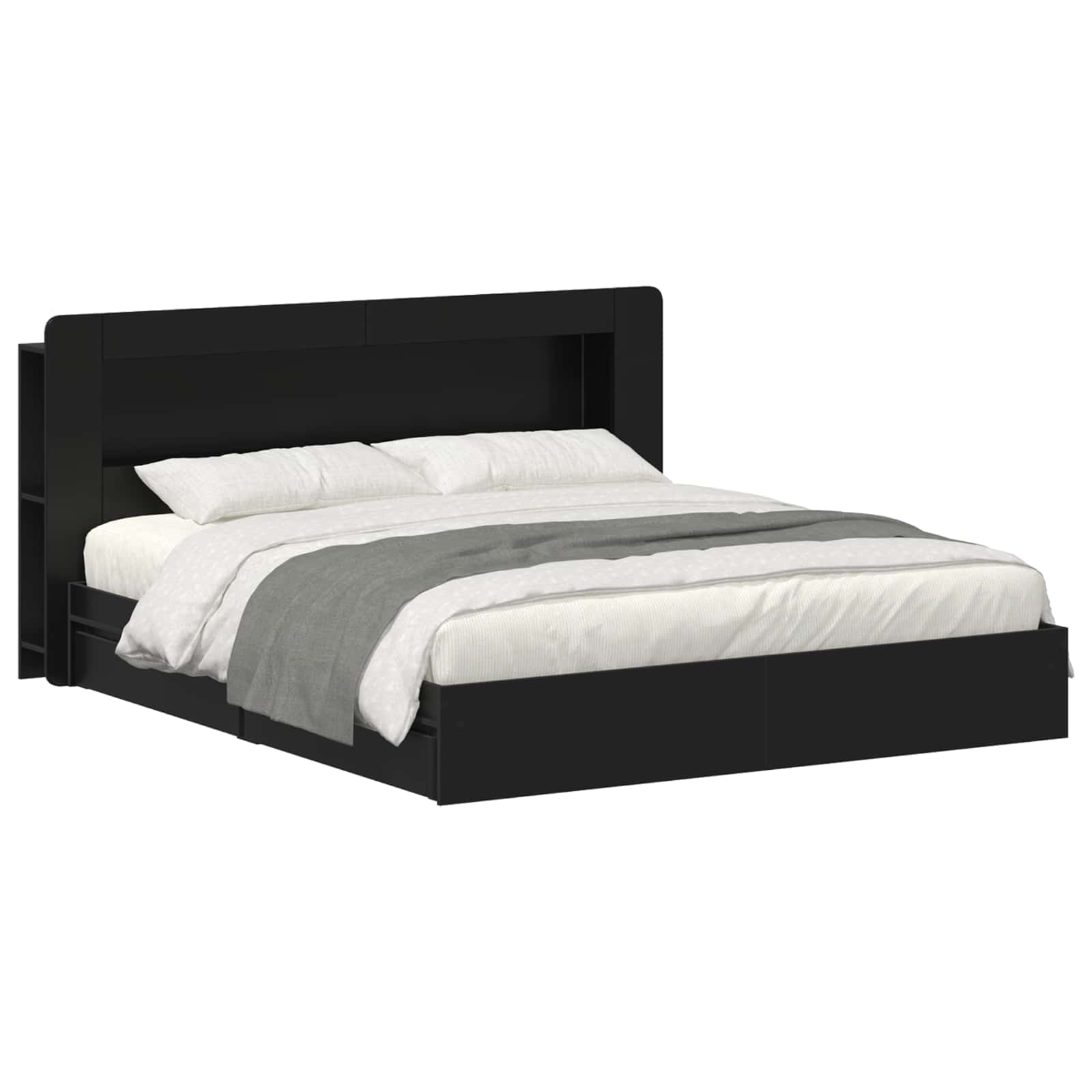 Okvir kreveta s pohranom Crna 200 x 200 cm Konstruirano drvo