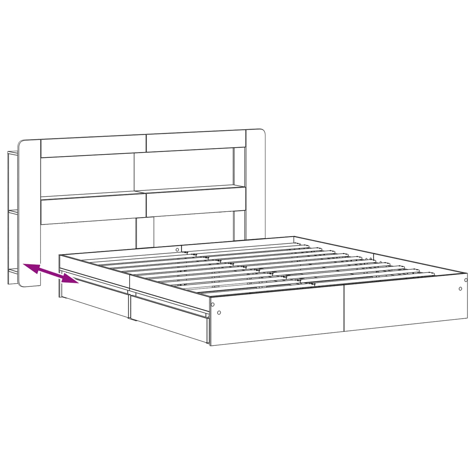 Okvir kreveta s pohranom Crna 200 x 200 cm Konstruirano drvo