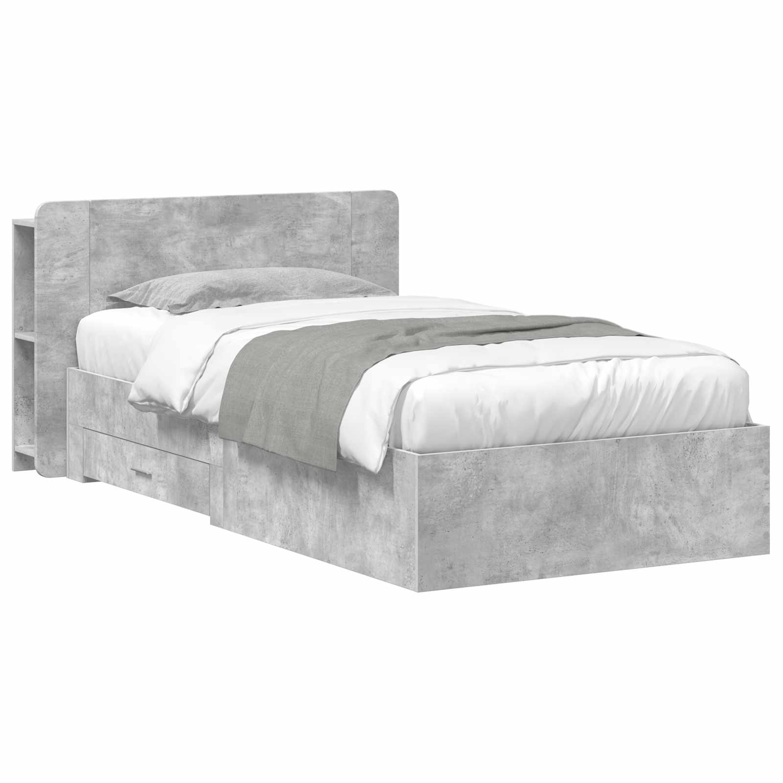 Okvir kreveta s pohranom s uzglavljem Betonska siva 75 x 190 cm
