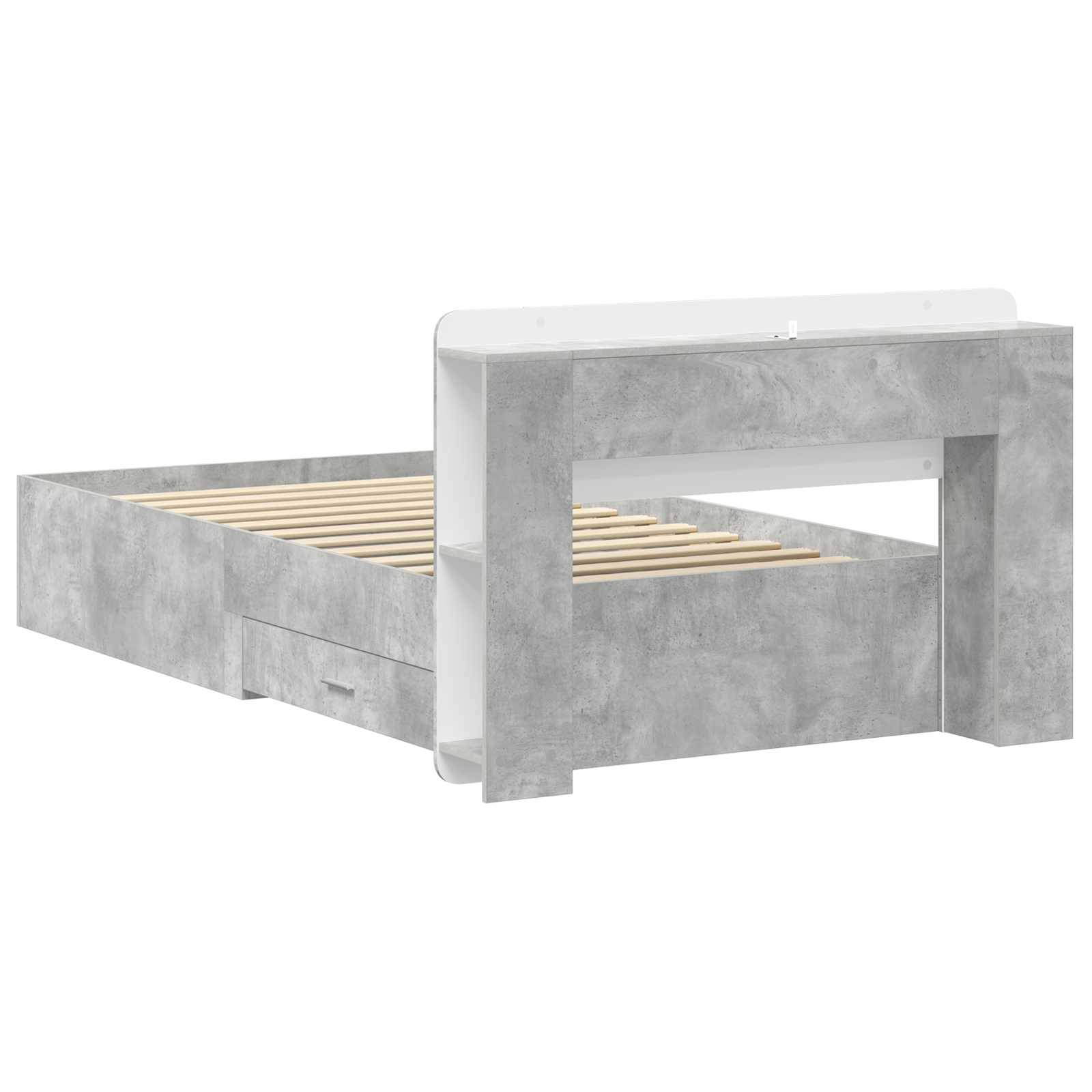 Okvir kreveta s pohranom s uzglavljem Betonska siva 75 x 190 cm