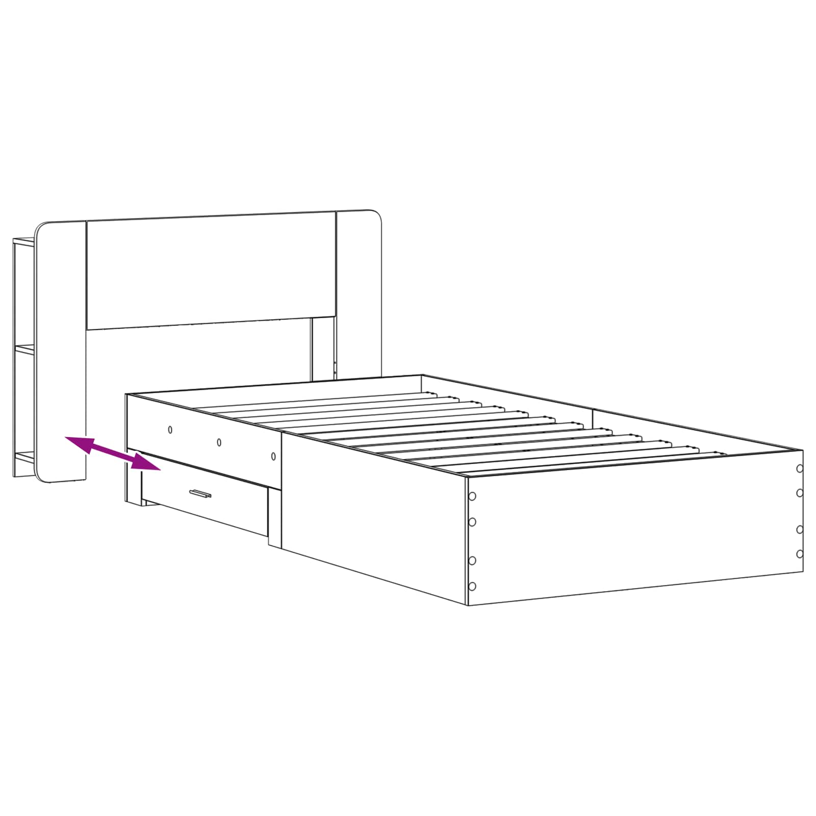 Okvir kreveta s pohranom s uzglavljem Betonska siva 75 x 190 cm