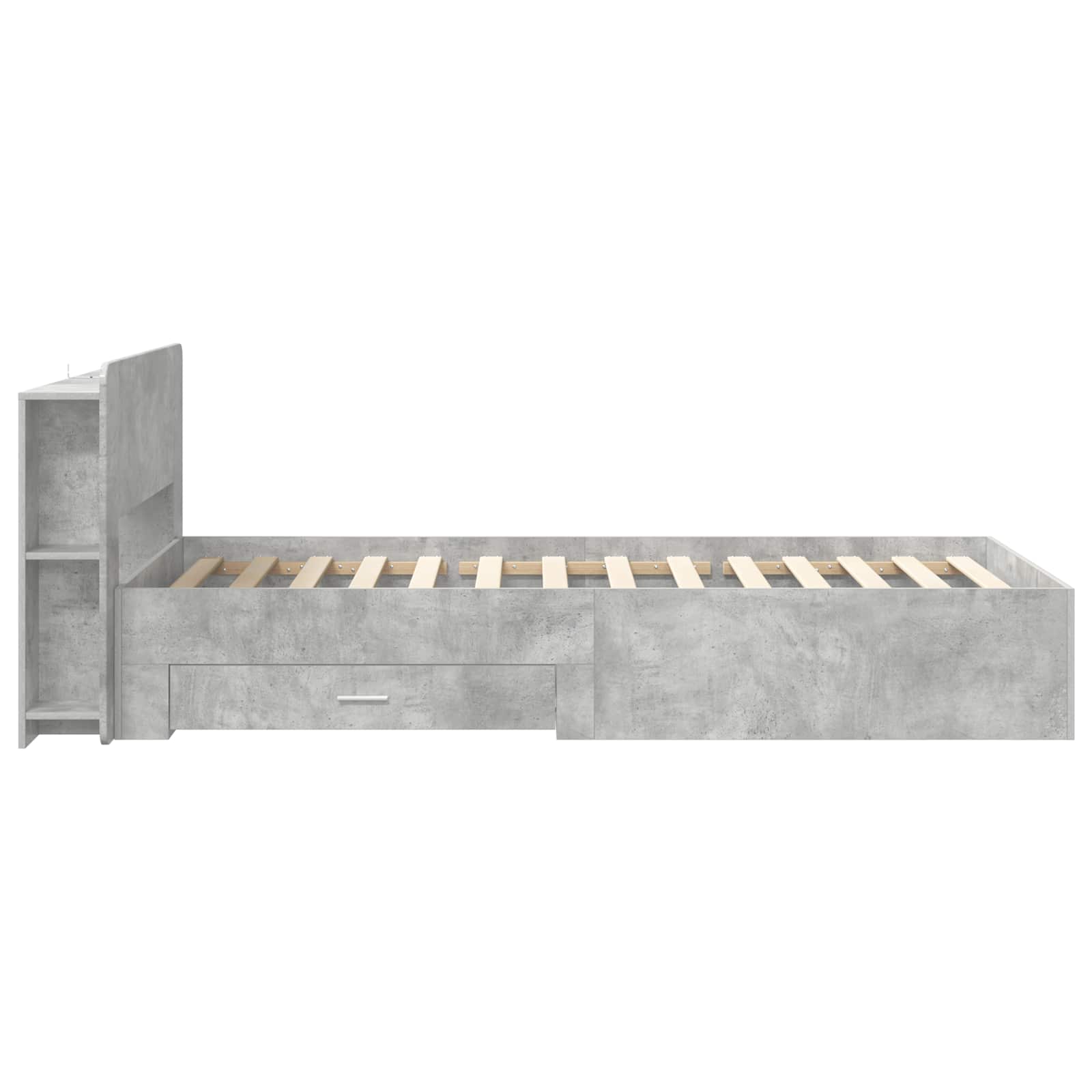 Okvir kreveta s pohranom s uzglavljem Betonska siva 75 x 190 cm