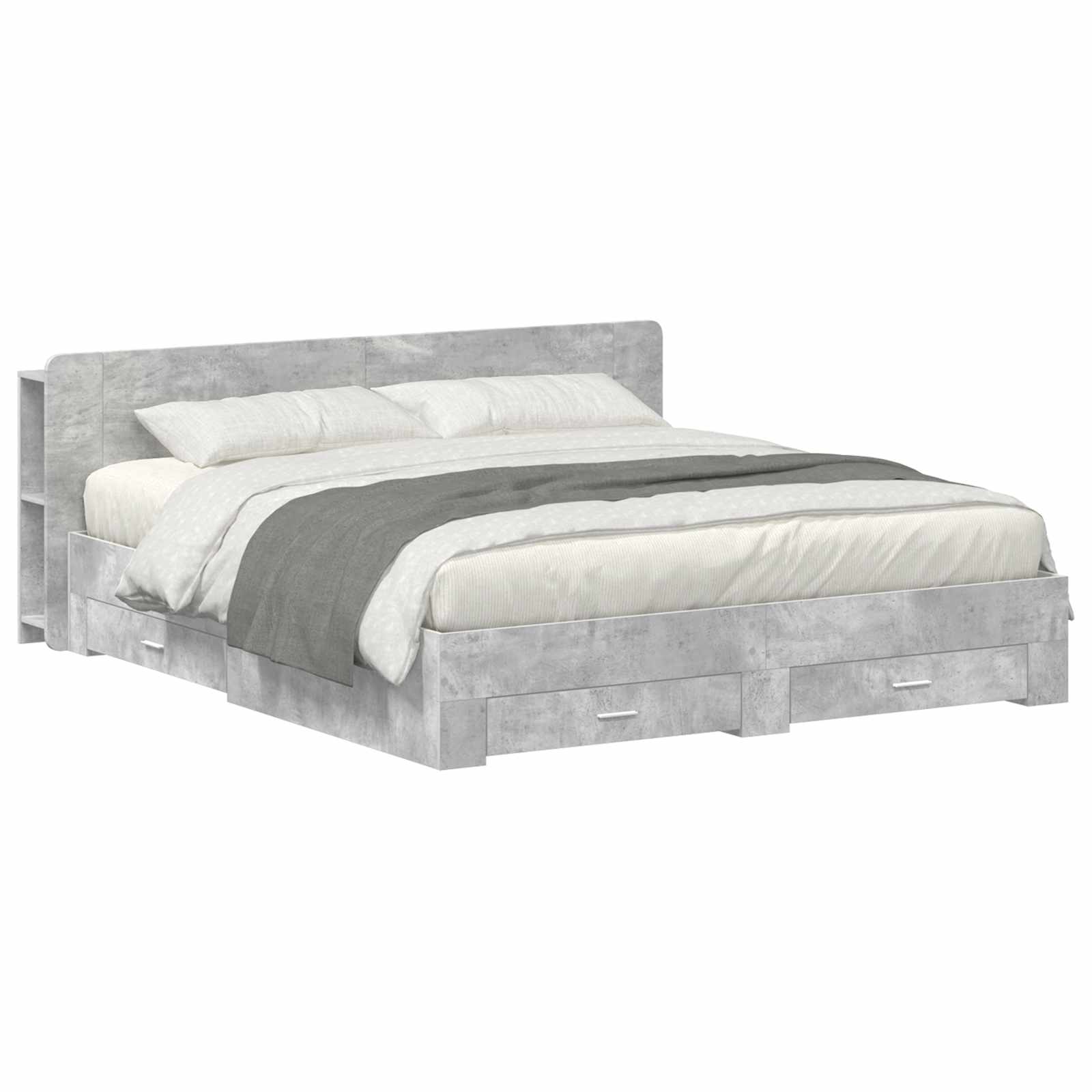 Okvir kreveta s pohranom Betonska siva 200 x 200 cm