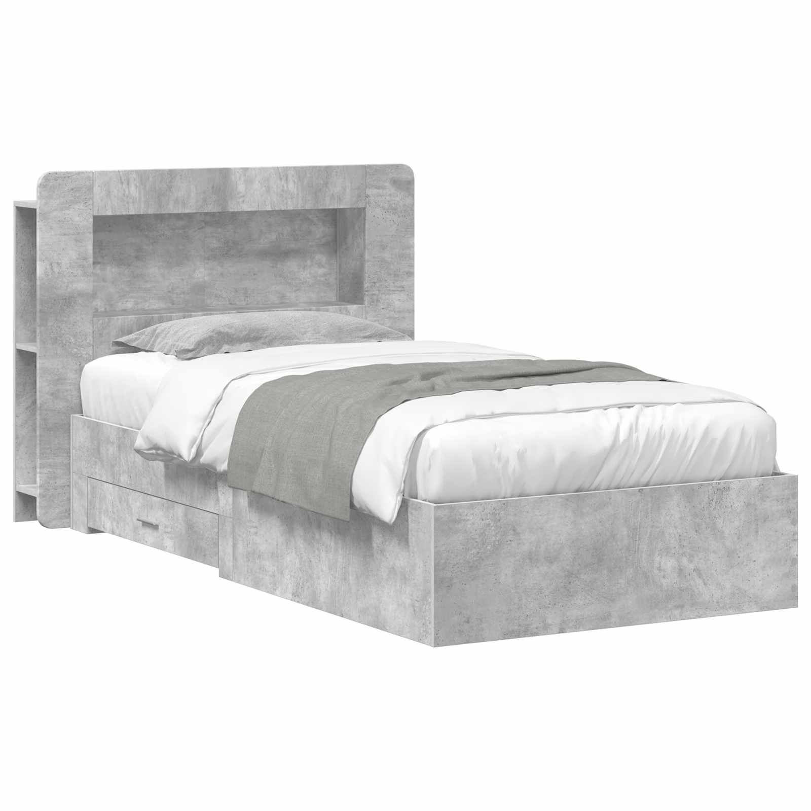 Okvir kreveta s pohranom s uzglavljem Betonska siva 75 x 190 cm