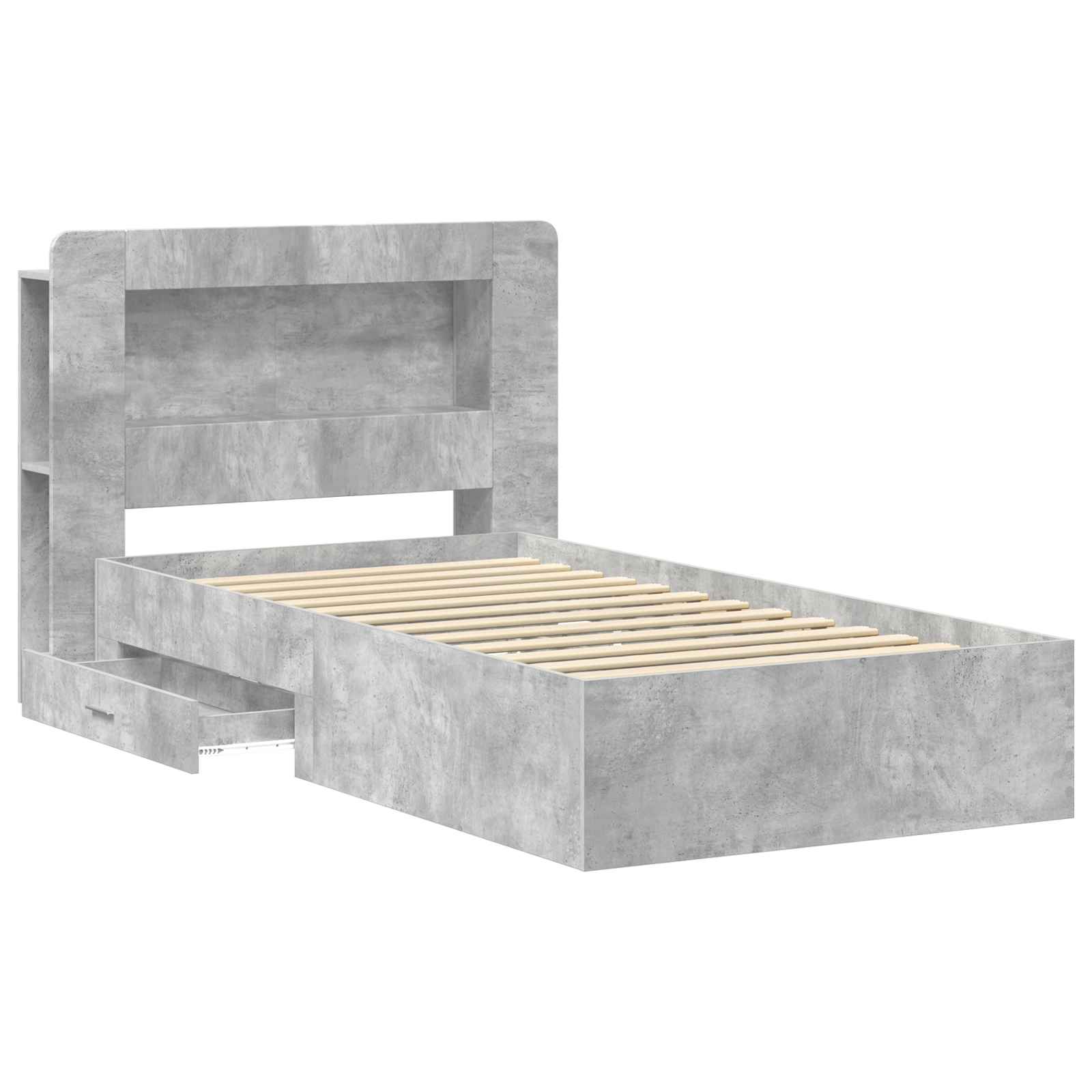 Okvir kreveta s pohranom s uzglavljem Betonska siva 75 x 190 cm