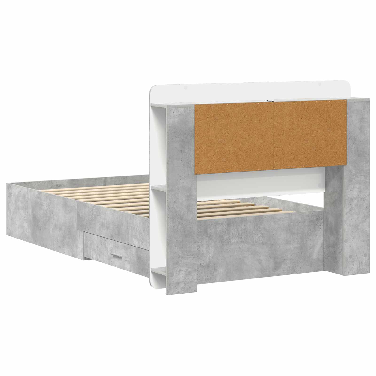 Okvir kreveta s pohranom s uzglavljem Betonska siva 75 x 190 cm