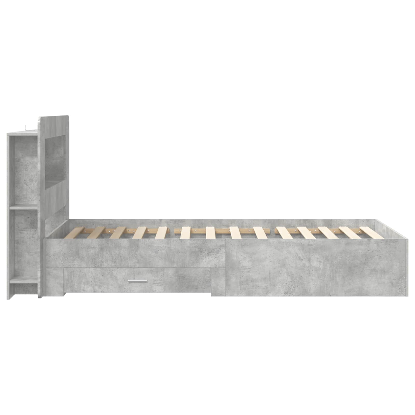 Okvir kreveta s pohranom s uzglavljem Betonska siva 75 x 190 cm