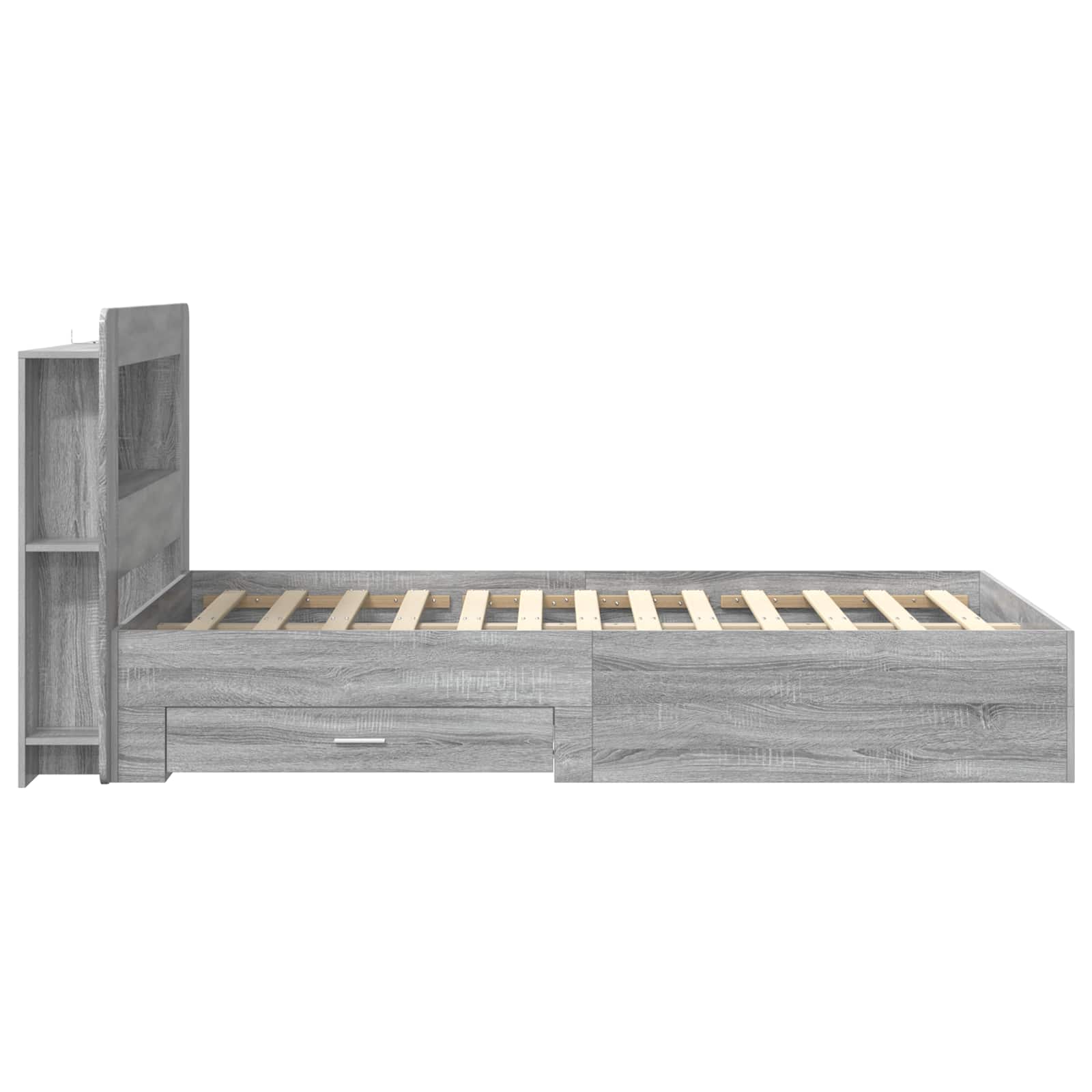 Okvir kreveta s pohranom s uzglavljem Siva Sonoma 120 x 190 cm