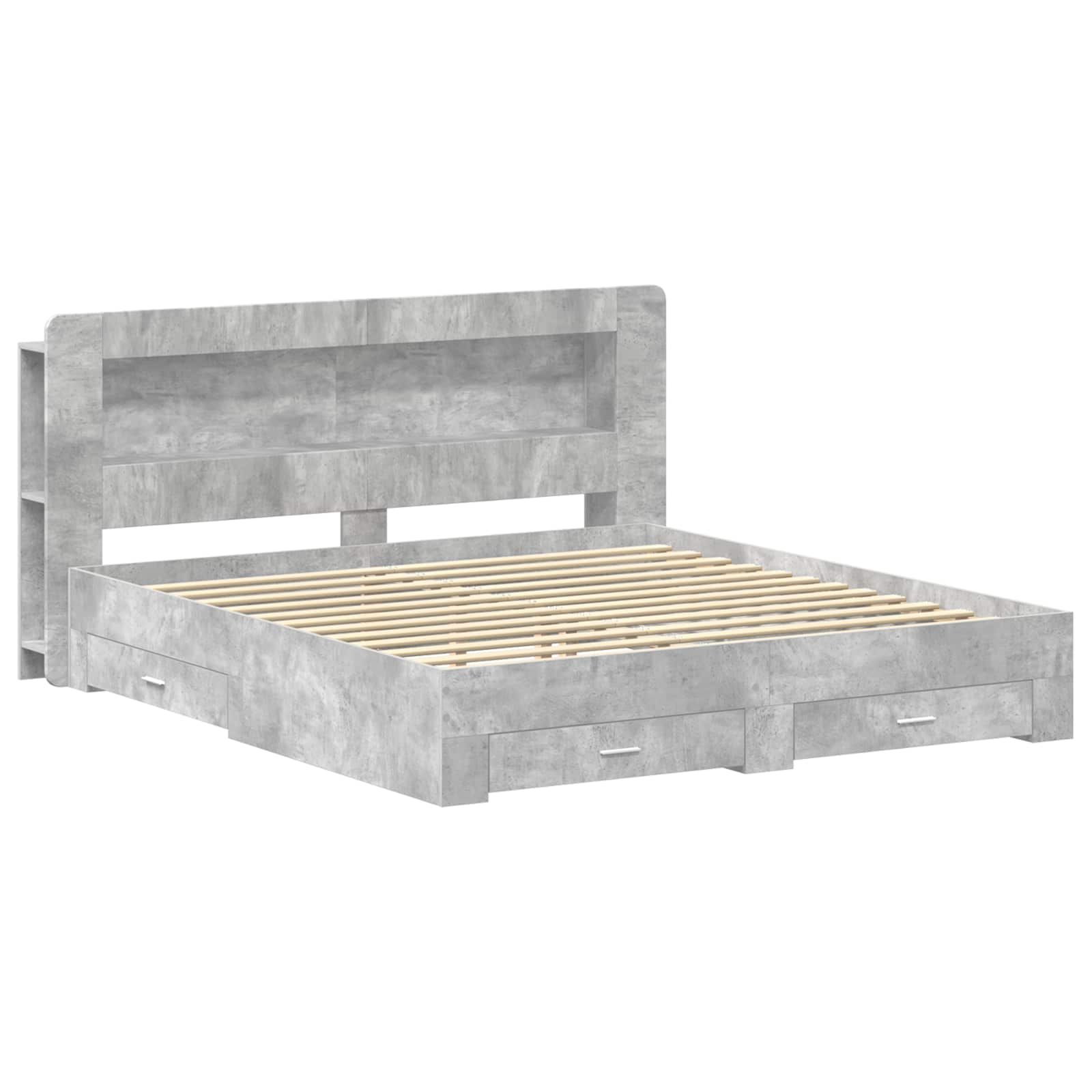 Okvir kreveta s pohranom Betonska siva 200 x 200 cm