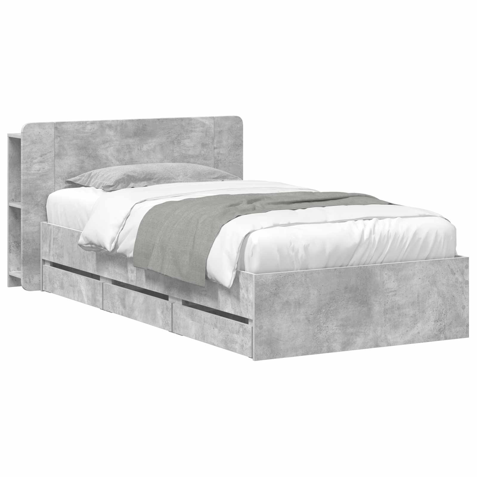 Okvir kreveta s pohranom s uzglavljem Betonska siva 80 x 200 cm