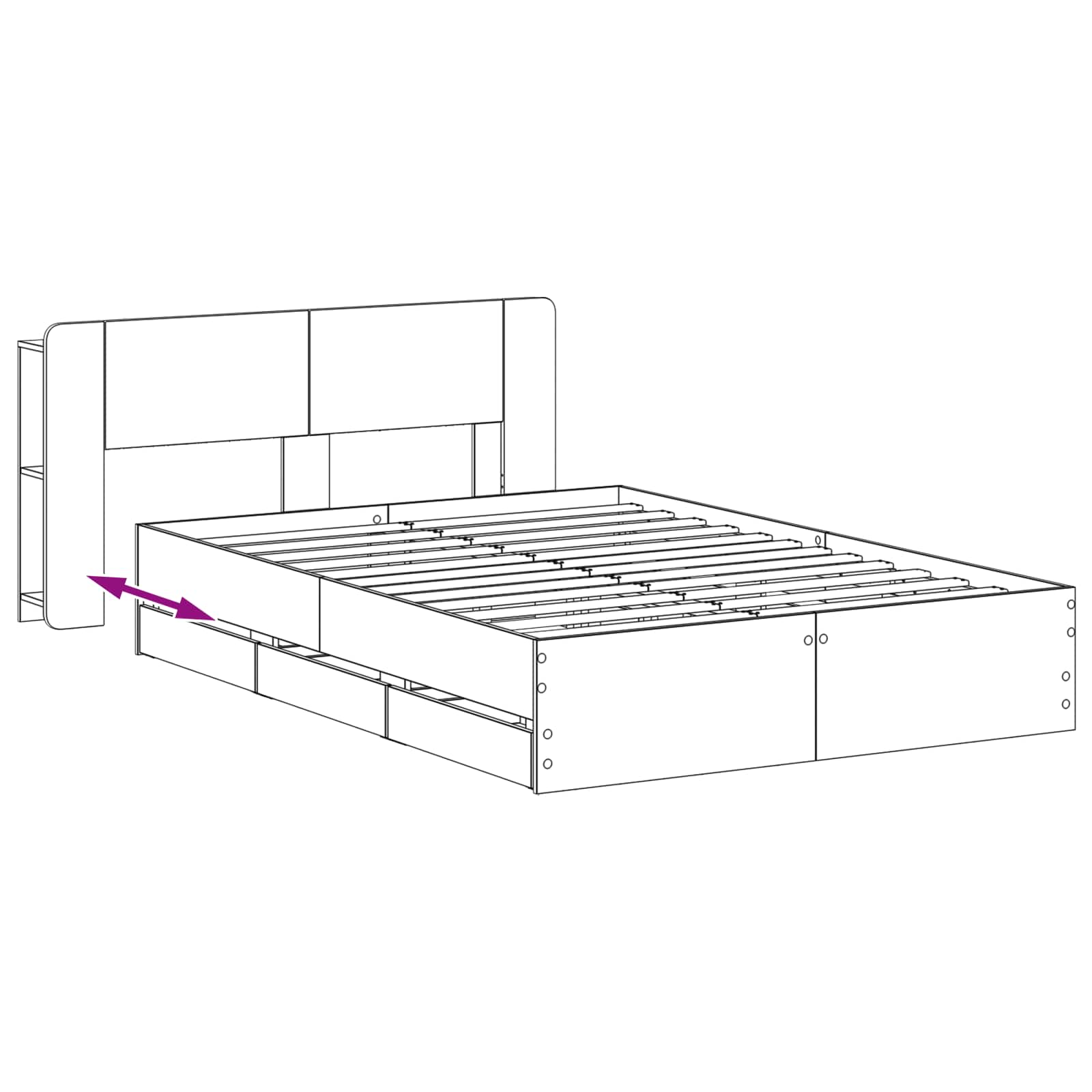 Okvir kreveta s pohranom Crna 150 x 200 cm Konstruirano drvo