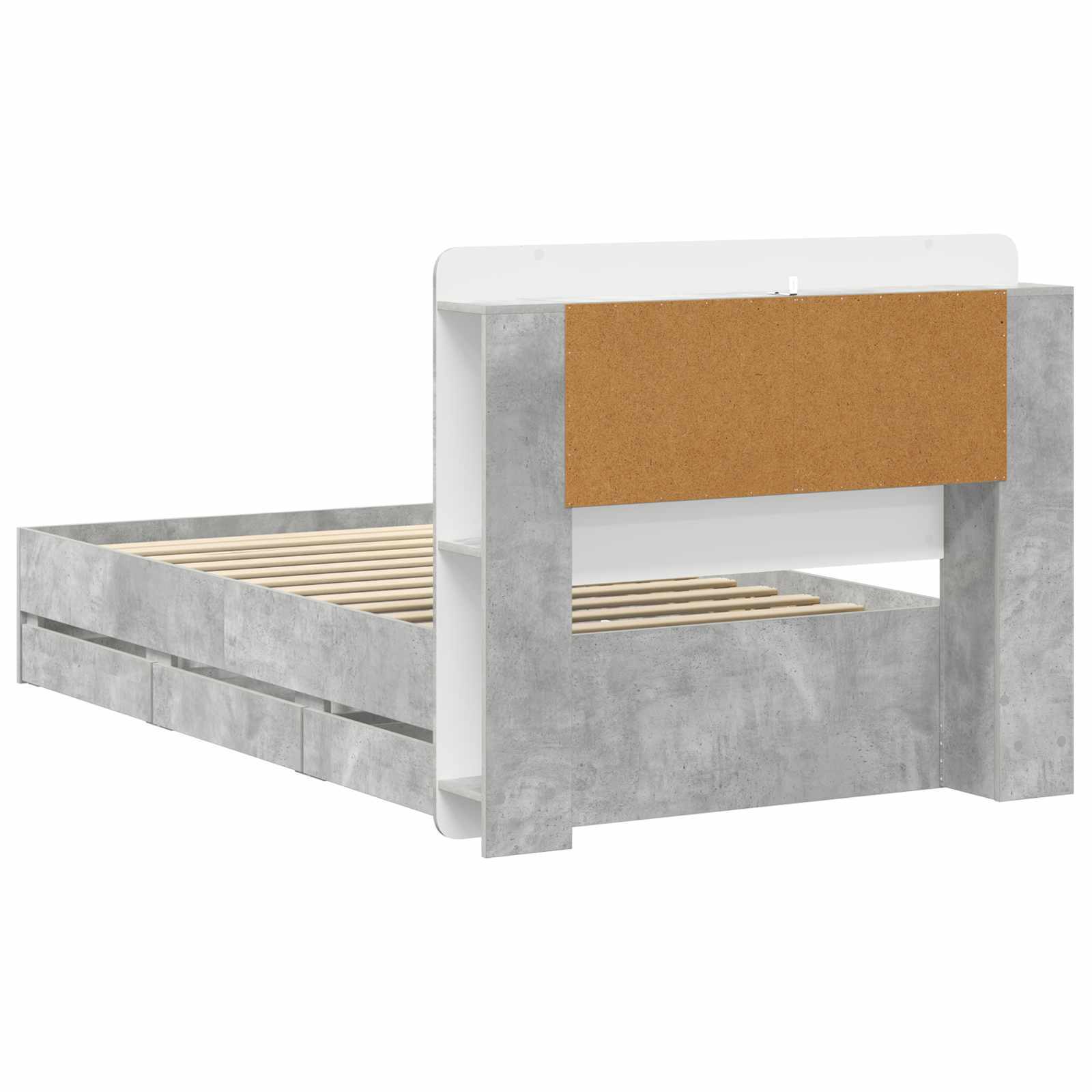Okvir kreveta s pohranom s uzglavljem Betonska siva 75 x 190 cm