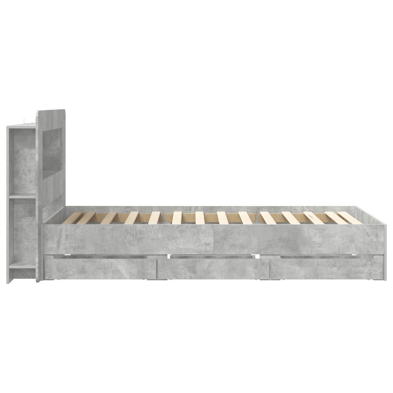 Okvir kreveta s pohranom s uzglavljem Betonska siva 75 x 190 cm