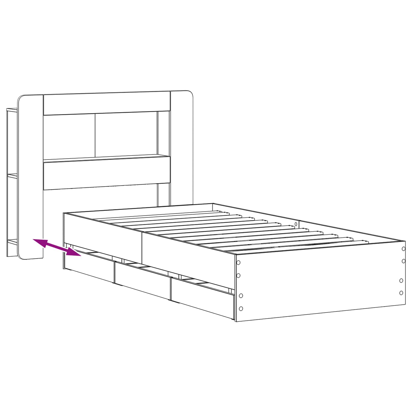 Okvir kreveta s pohranom Bijela 80 x 200 cm Konstruirano drvo