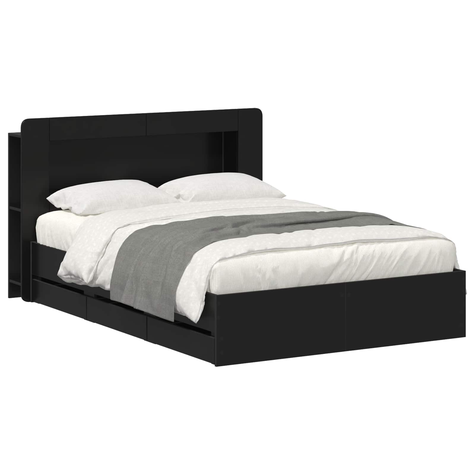 Okvir kreveta s pohranom Crna 150 x 200 cm Konstruirano drvo