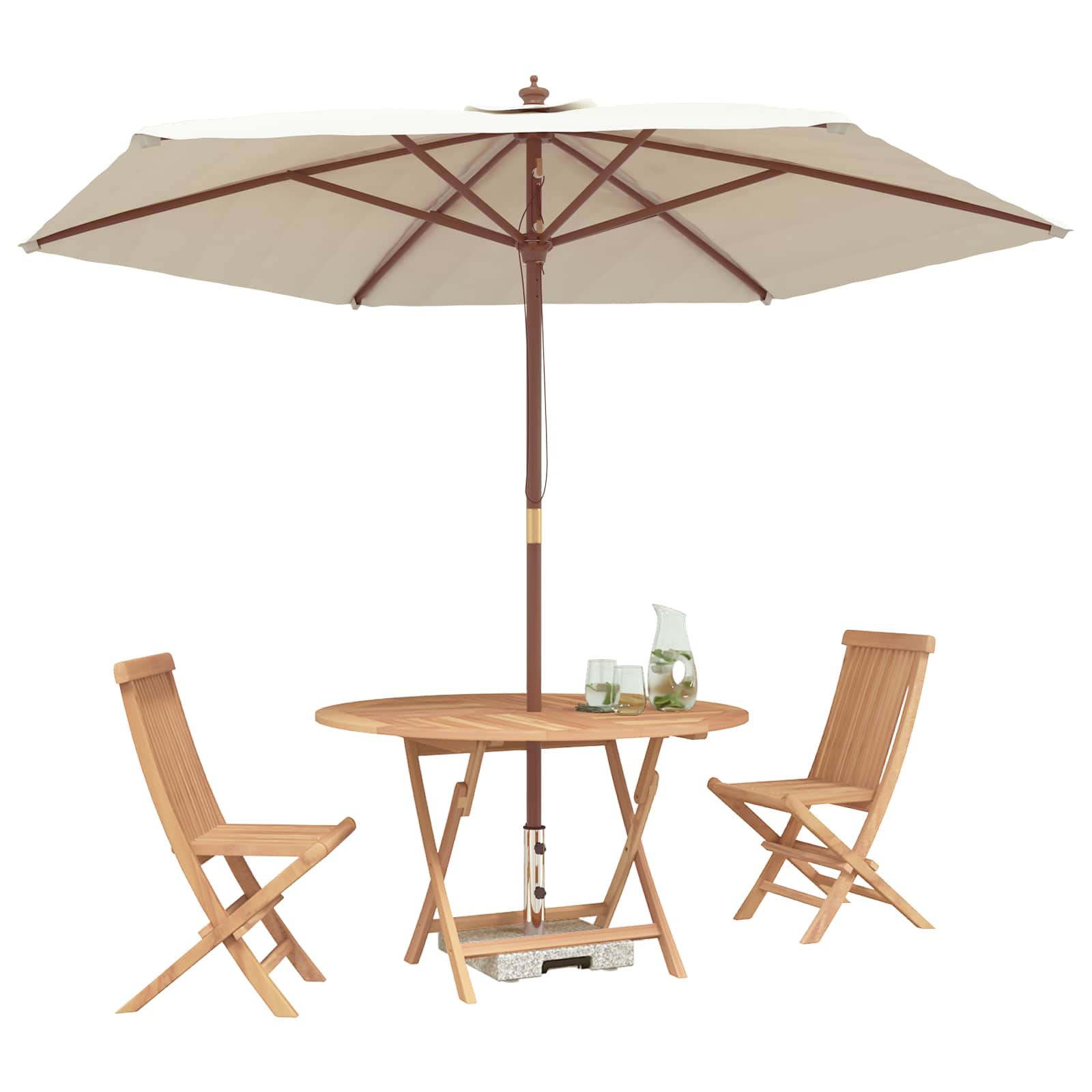 Bistro set za vrt 3 pcs Prirodna Čvrsto teak drvo