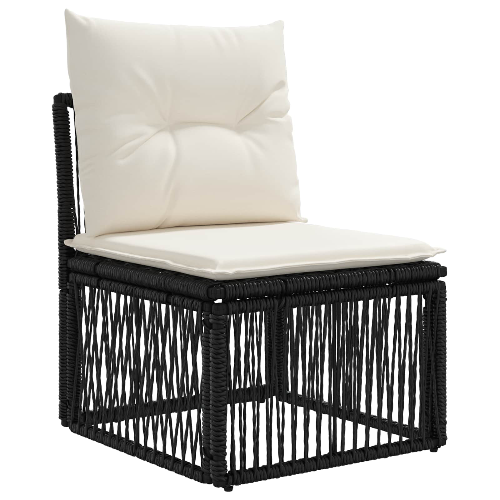 Sjedeća garnitura za vrt 6 pcs Crna i krem-bijela poliratan