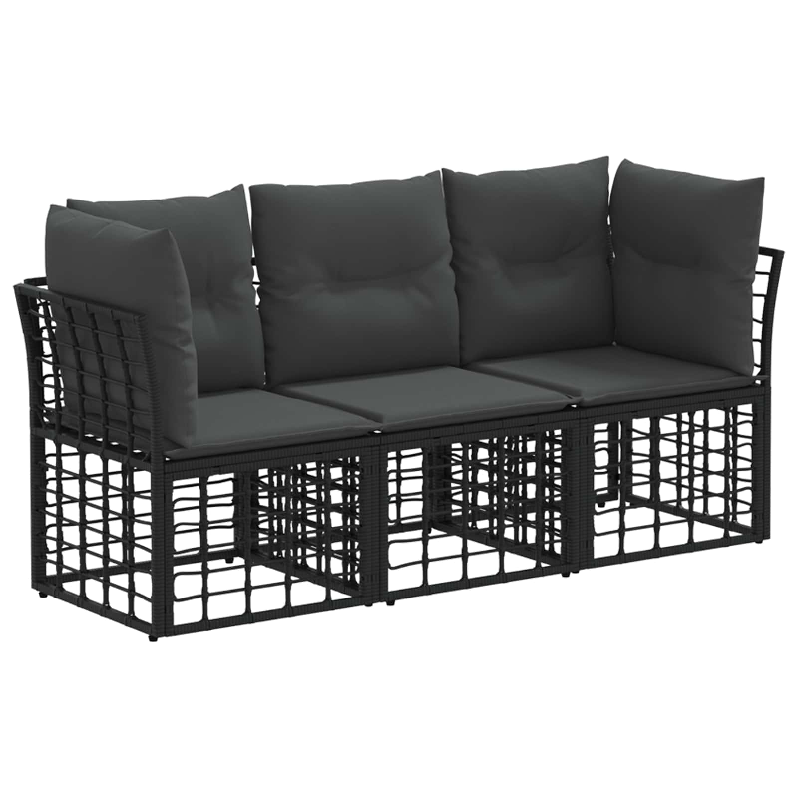 Set vanjskih sofa Crna Poliester