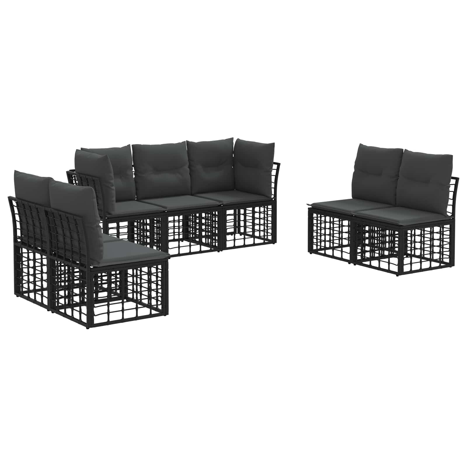Set vanjskih sofa Crna Poliester