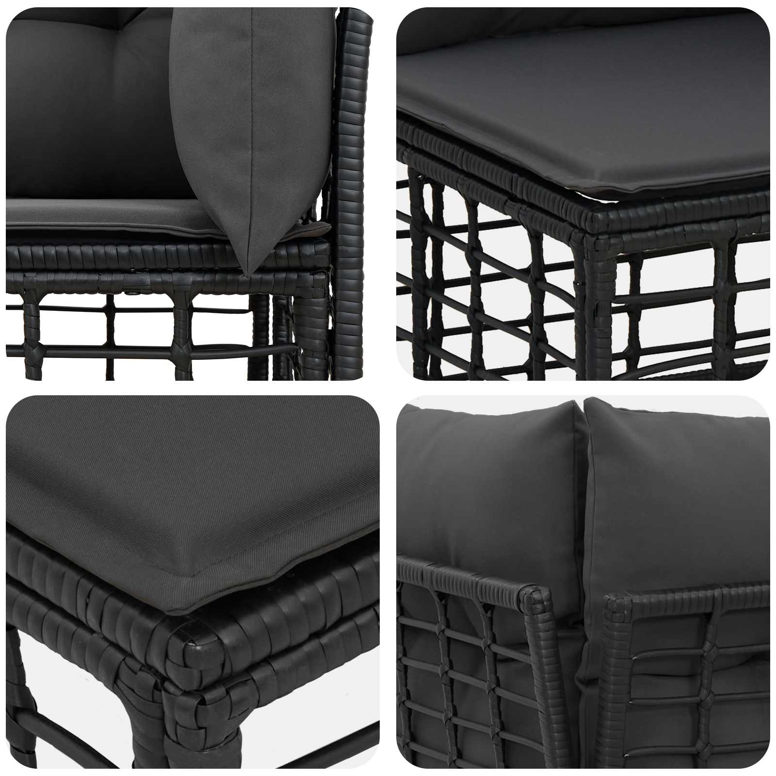 Set vanjskih sofa Crna Poliester