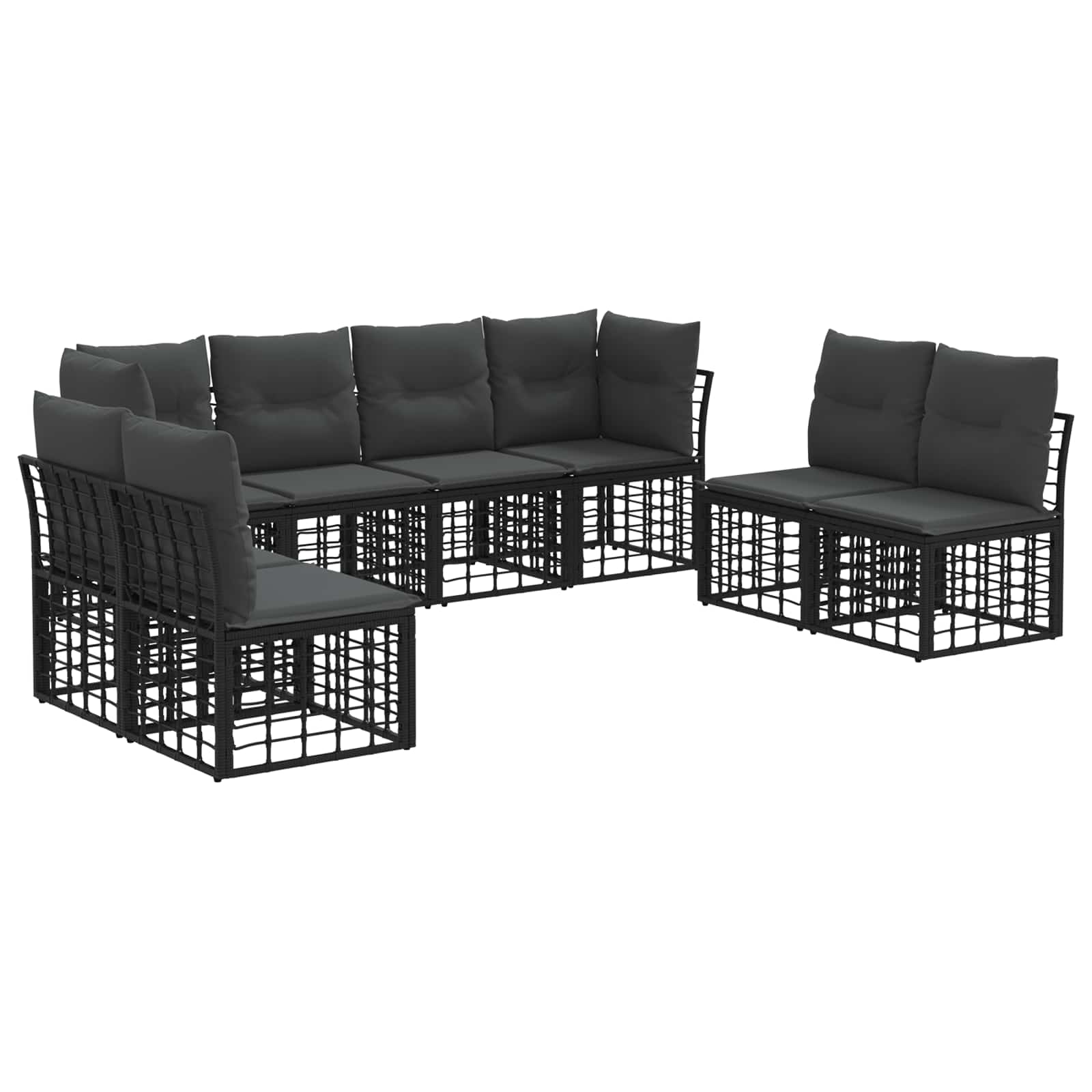 Set vanjskih sofa Crna Poliester