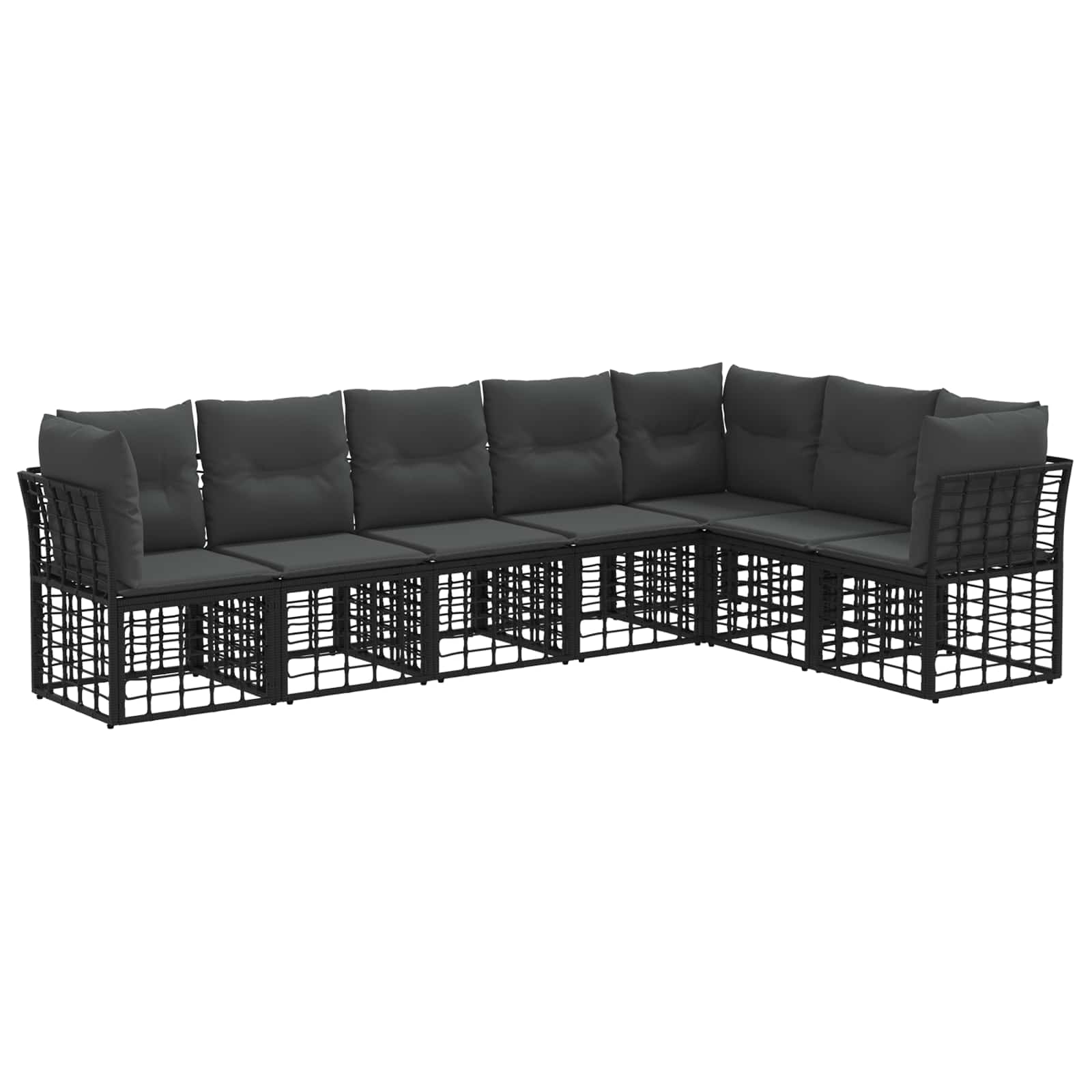 Set vanjskih sofa Crna Poliester