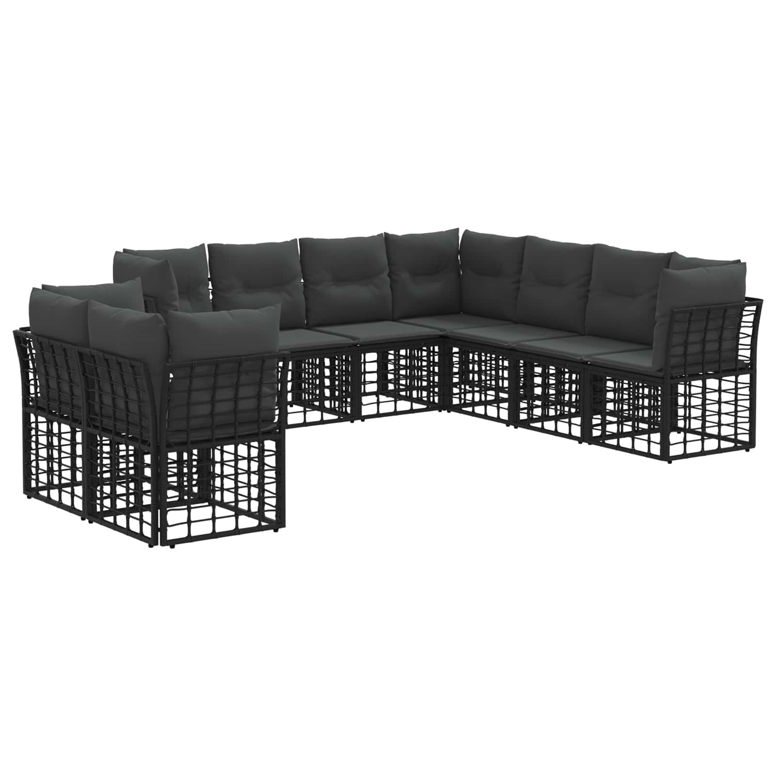 Set vanjskih sofa Crna Poliester