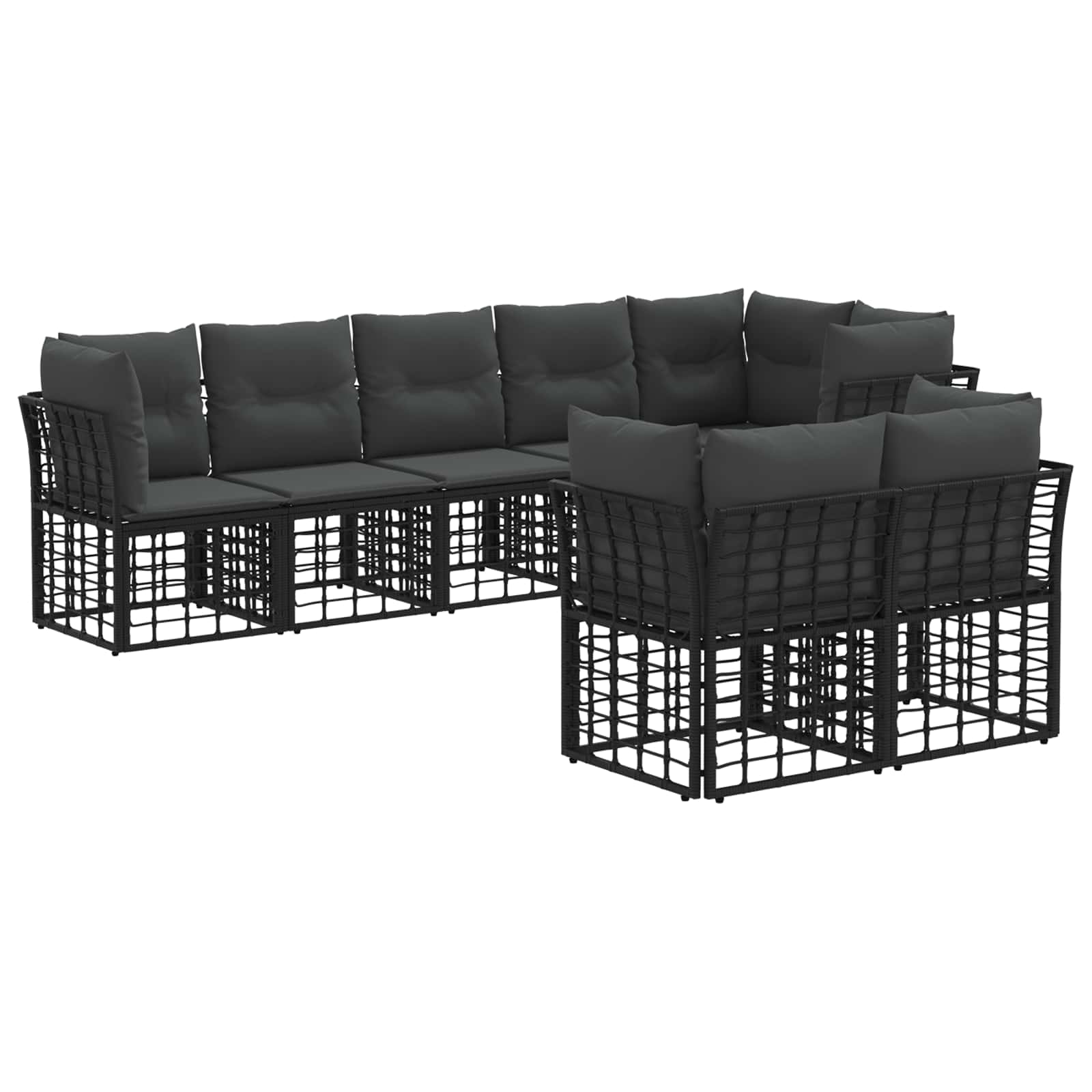 Set vanjskih sofa Crna Poliester