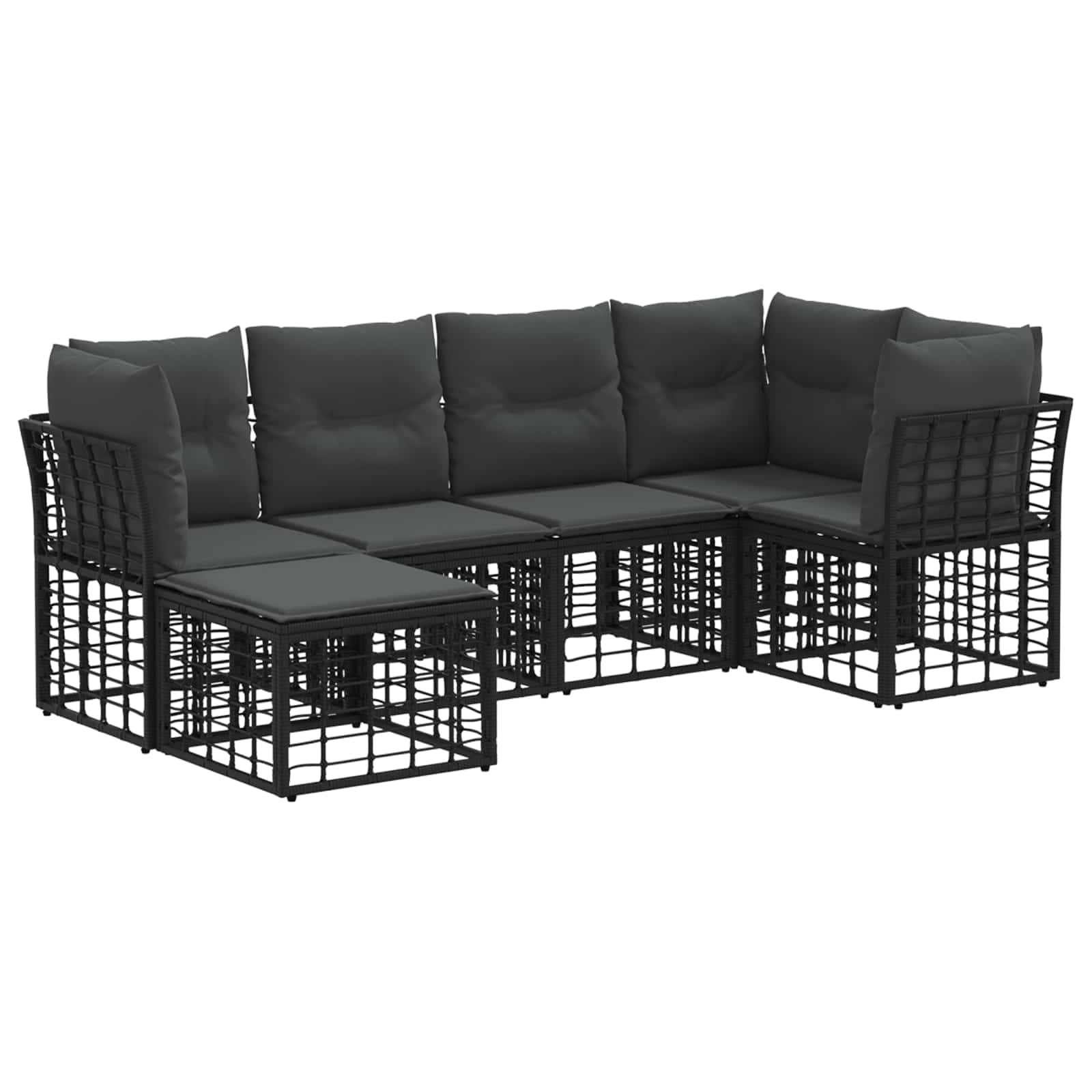 Set vanjskih sofa Crna Poliester
