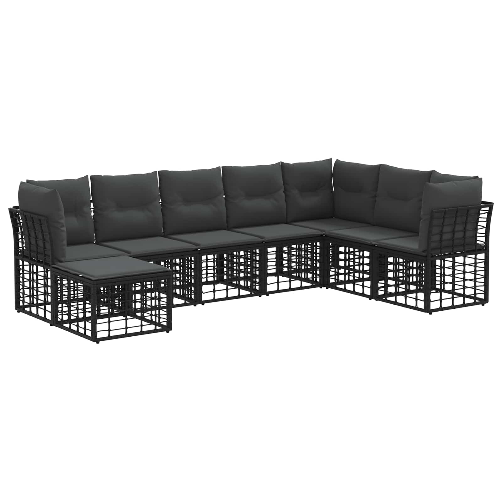 Set vanjskih sofa Crna Poliester