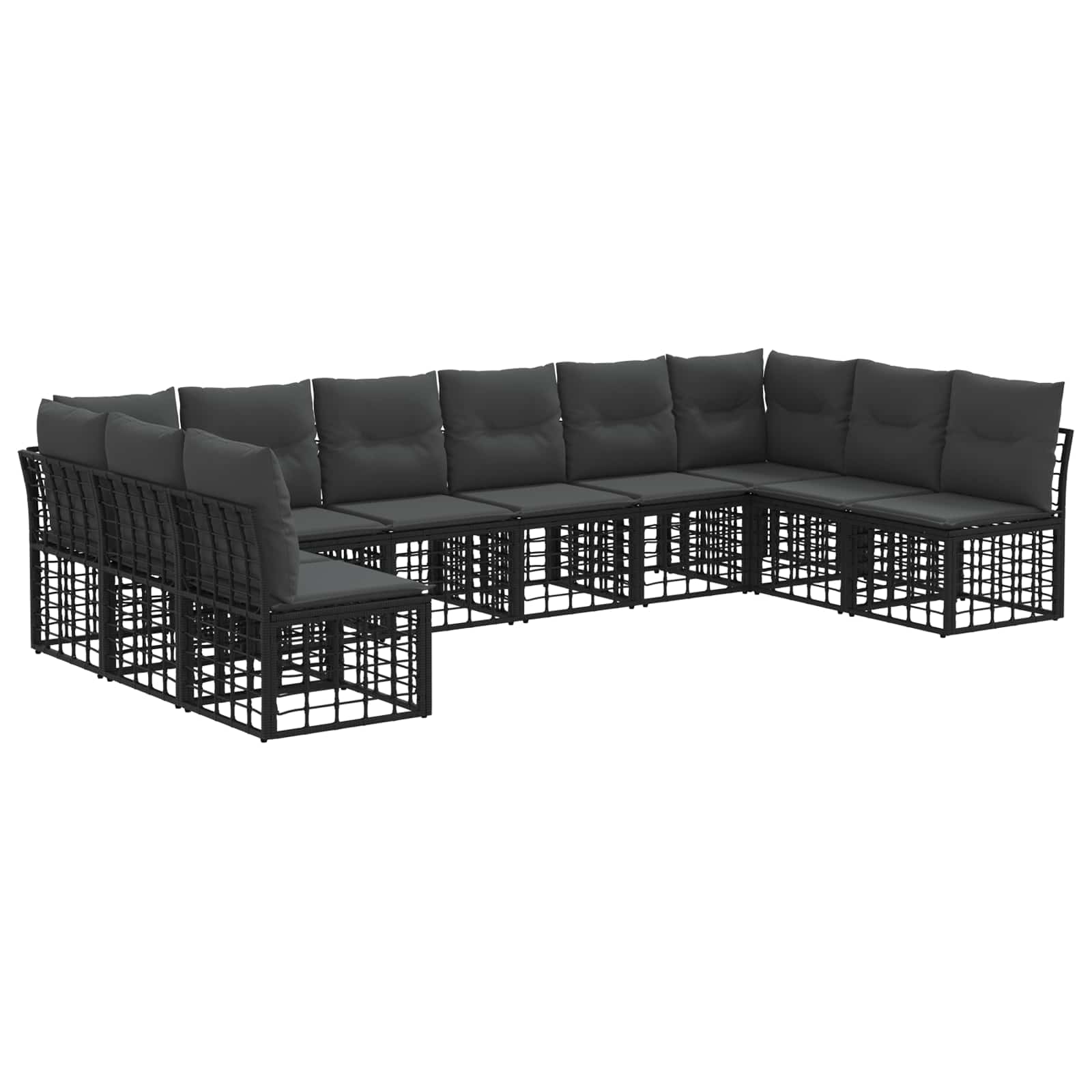 Set vanjskih sofa Crna Poliester