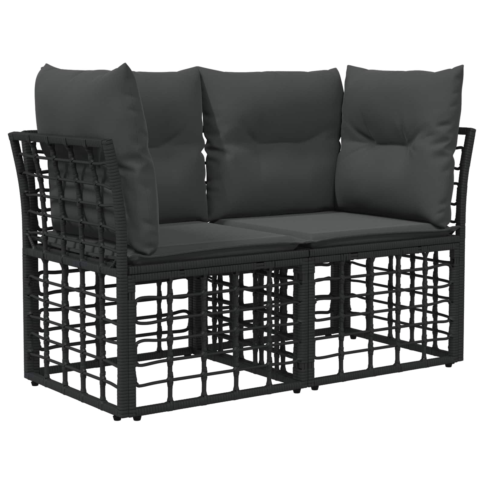 Set vanjskih sofa s jastukom 7 pcs Crna i tamno siva Poliester
