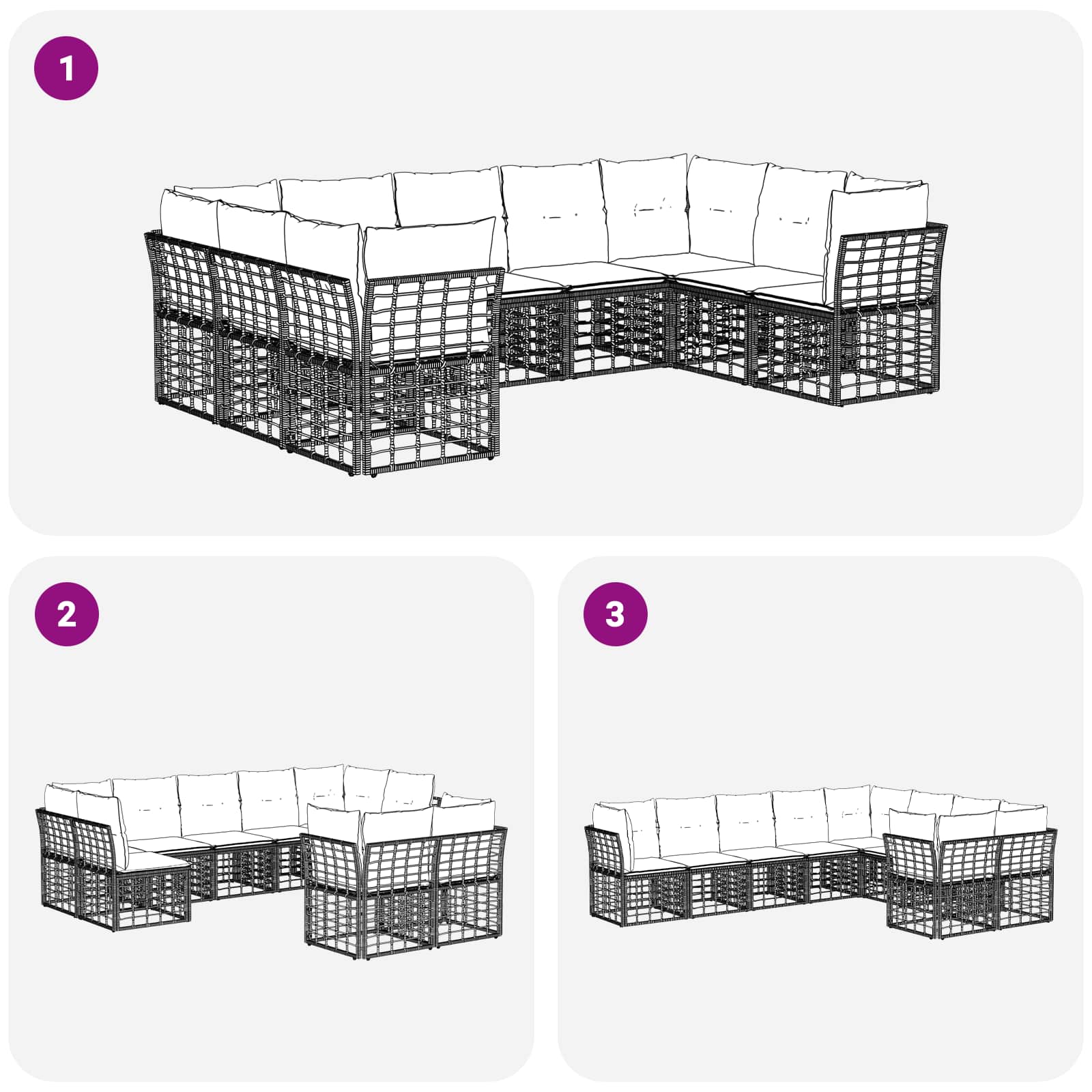 Set vanjskih sofa Prirodna i krema bijela Poliester