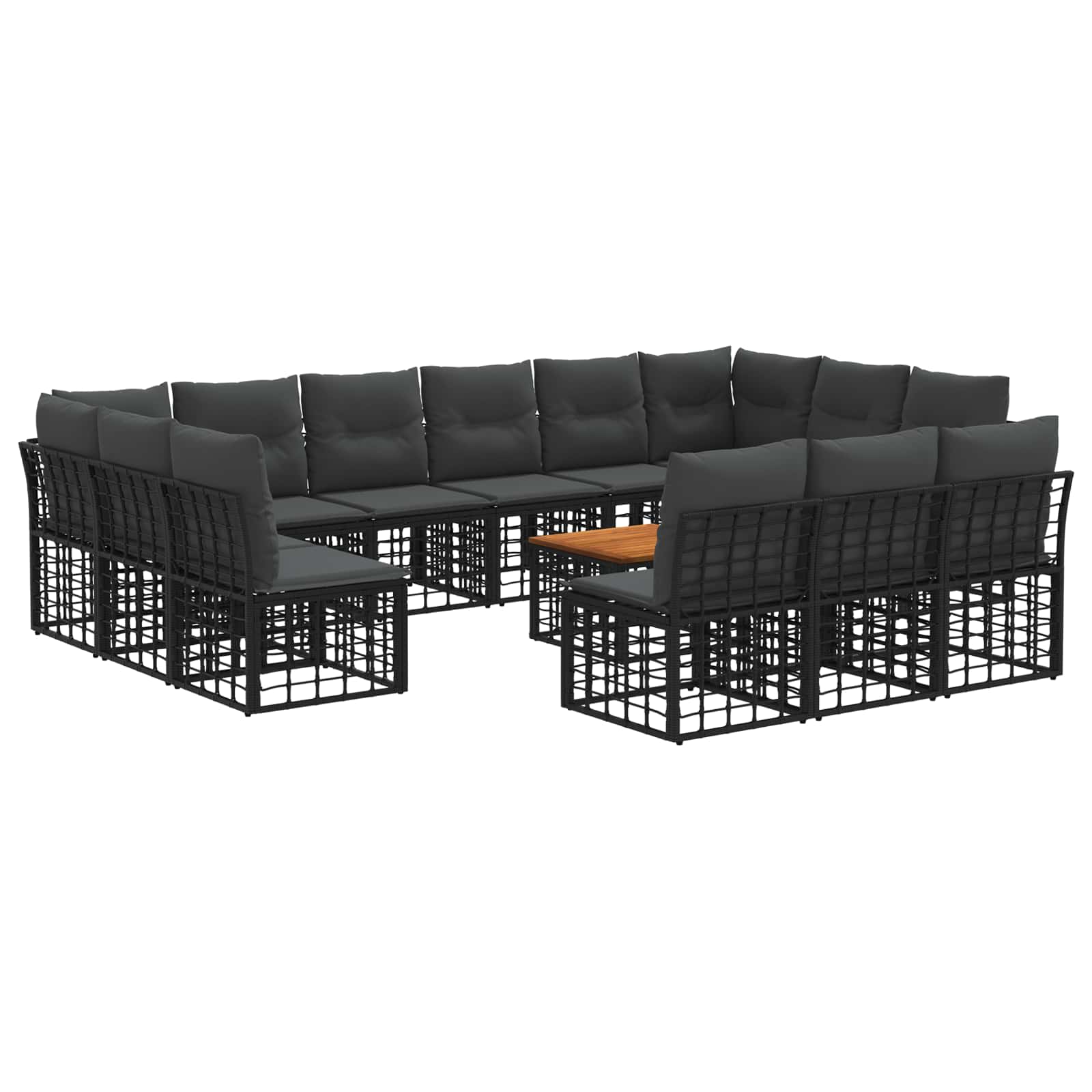 Set vanjskih sofa 14 pcs Crna i tamno siva Poliester