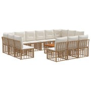 Set vanjskih sofa 14 pcs Prirodna i krema bijela Poliester