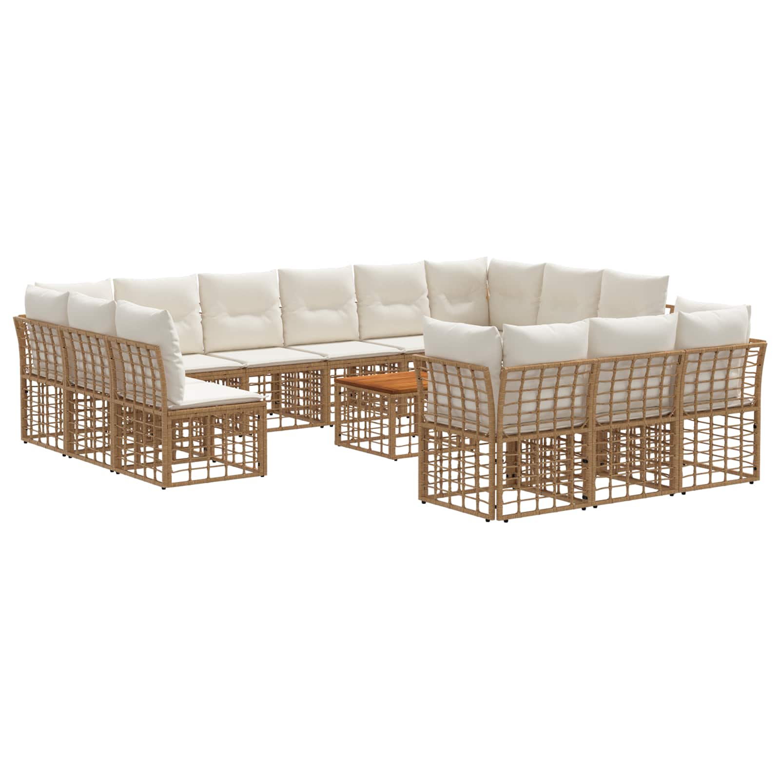 Set vanjskih sofa 14 pcs Prirodna i krema bijela Poliester