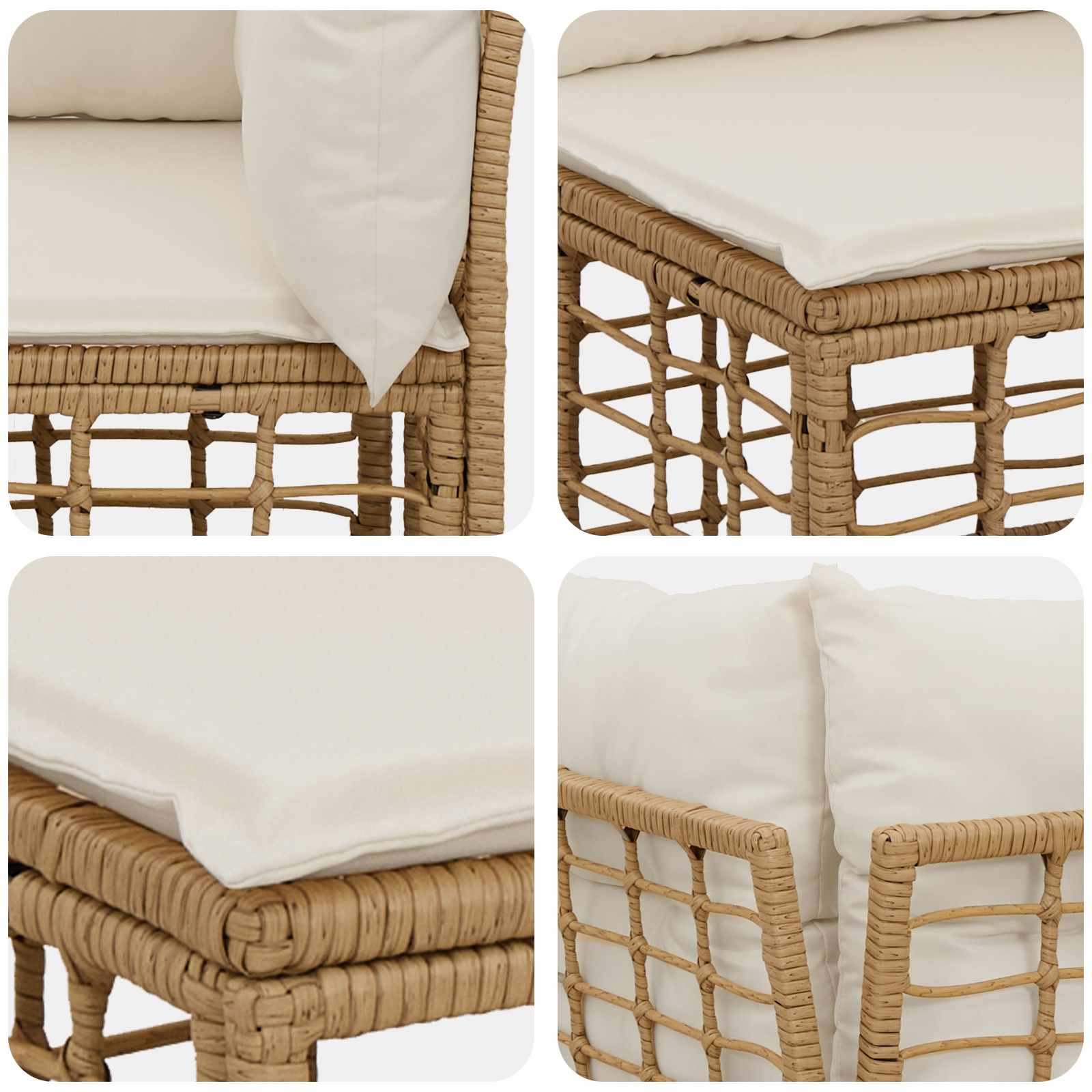 Set vanjskih sofa Prirodna i krema bijela Poliester