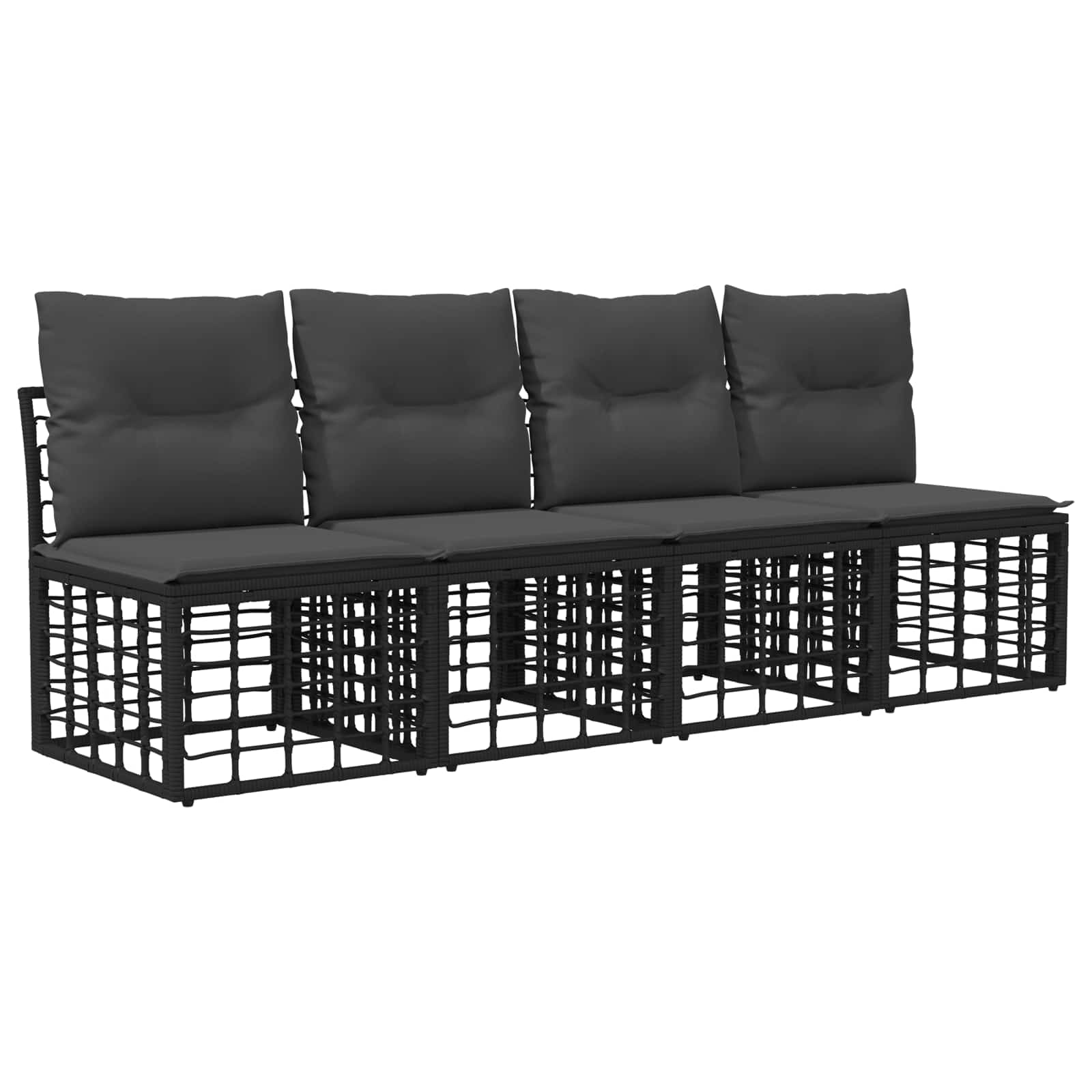 Set vanjskih sofa s jastukom 8 pcs Crna i tamno siva Poliester
