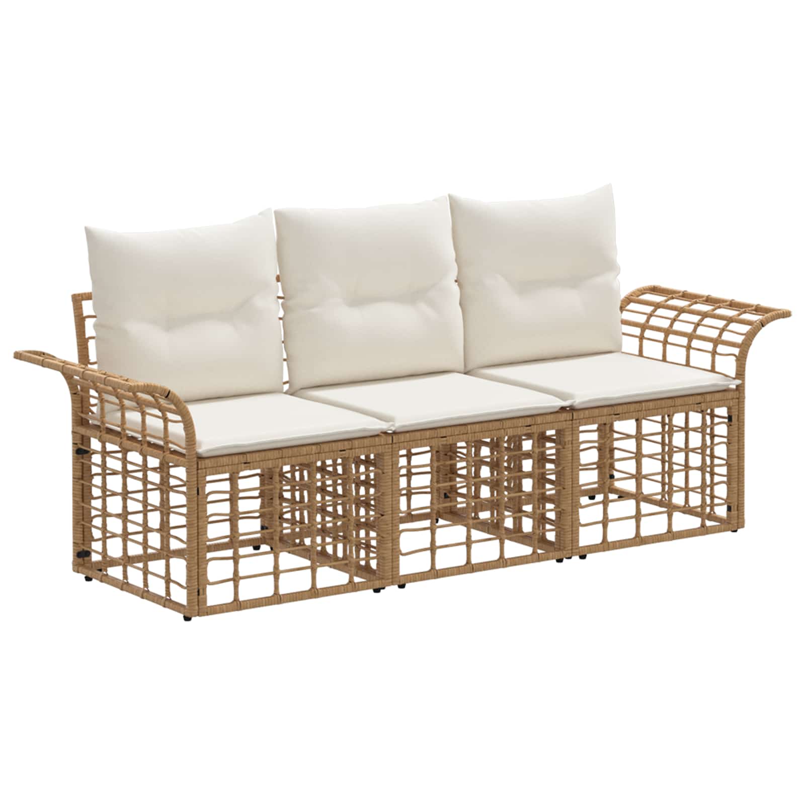 Set vanjskih sofa 3 pcs Prirodna i krema bijela Poliester