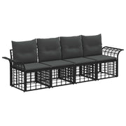 Set vanjskih sofa 4 pcs Crna i tamno siva Poliester